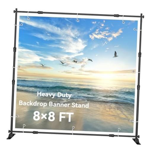 8×8‘ Backdrop Stand Banner Stand Kit with Carry Bag Heavy-Duty Photography 8×8’