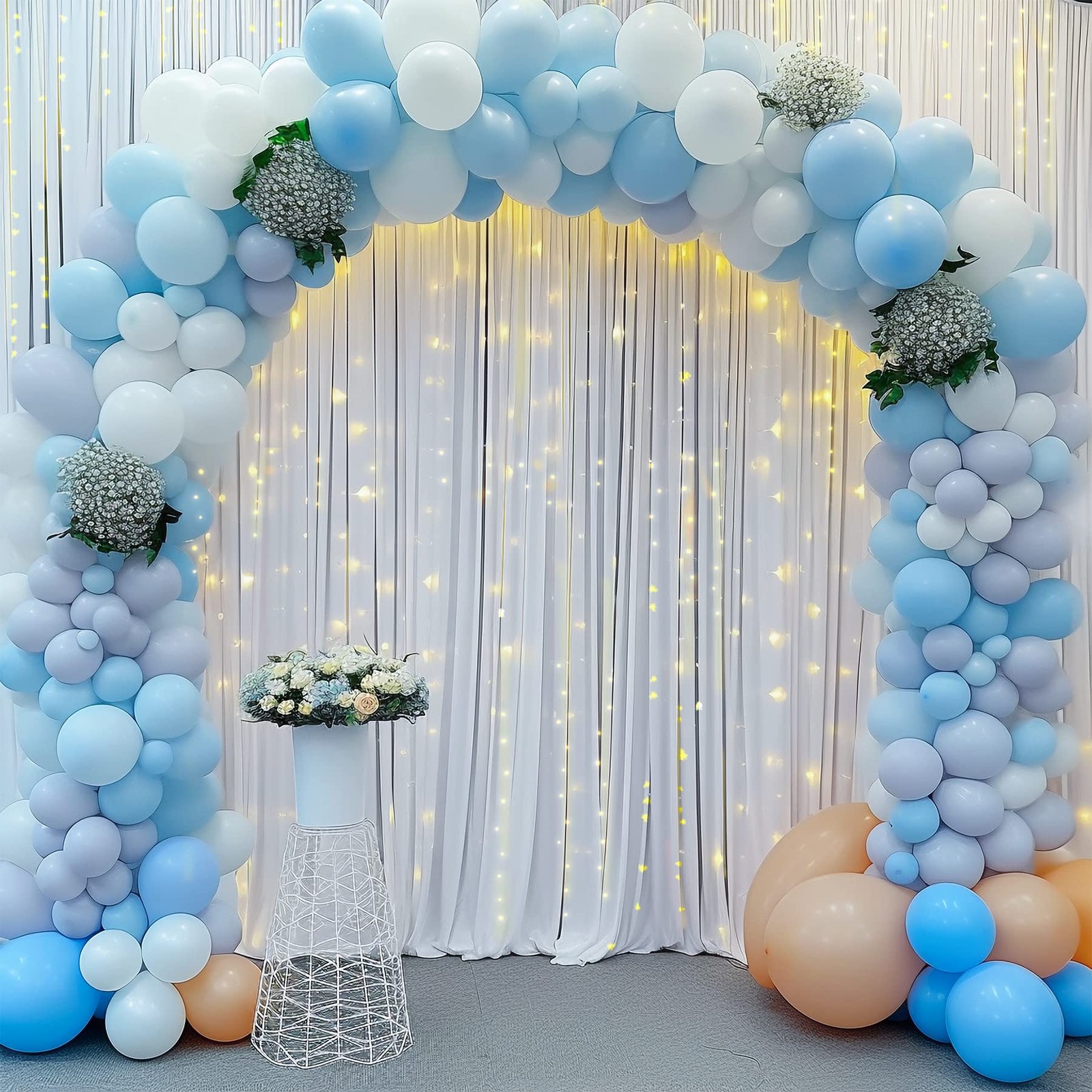 10×12 ft White Backdrop Curtains Panels Wrinkle Free Fabric Wedding Drapes