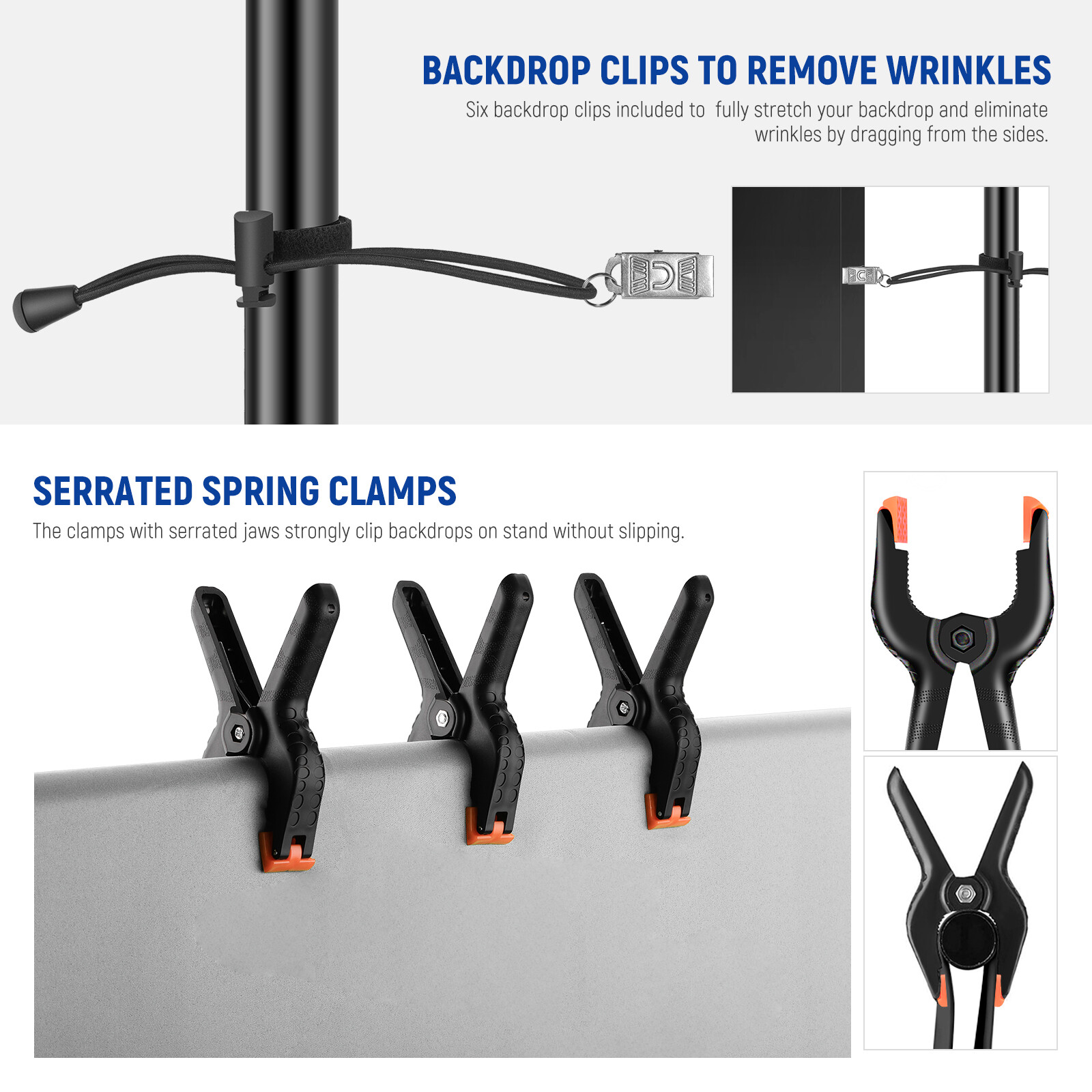 NEEWER 8.5x10ft Adjustable Backdrop Stand Kit with 4 Crossbars, 6 Spring Clamps