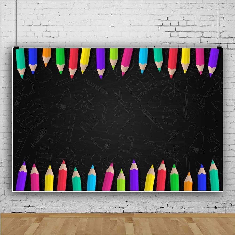 5x3ft Blackboard Pencil Backdrop Back to School Photography Sessions