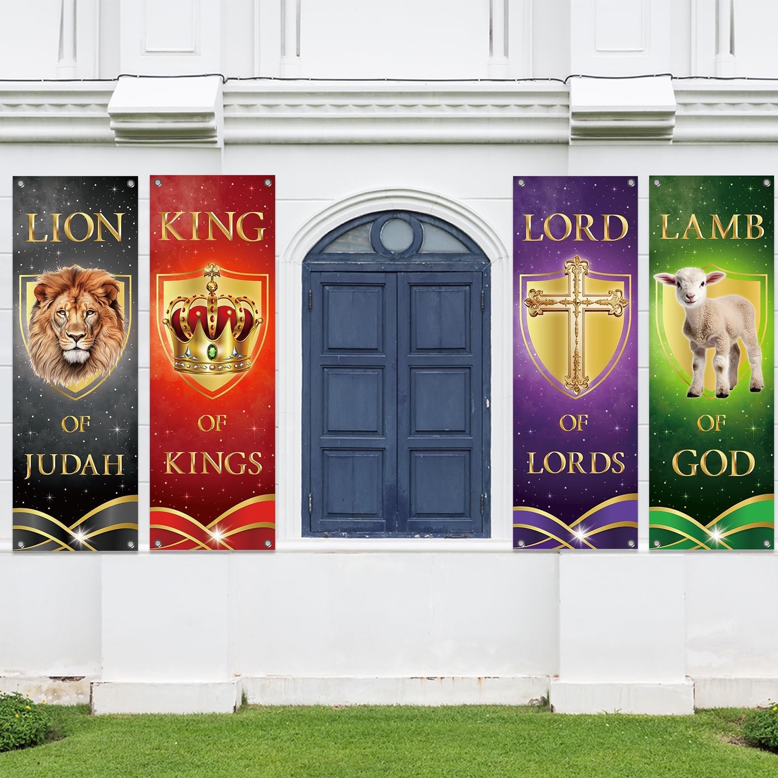 4Pcs Church Banners for Sanctuary Wall Welcome Religious Christmas Banners Ha…