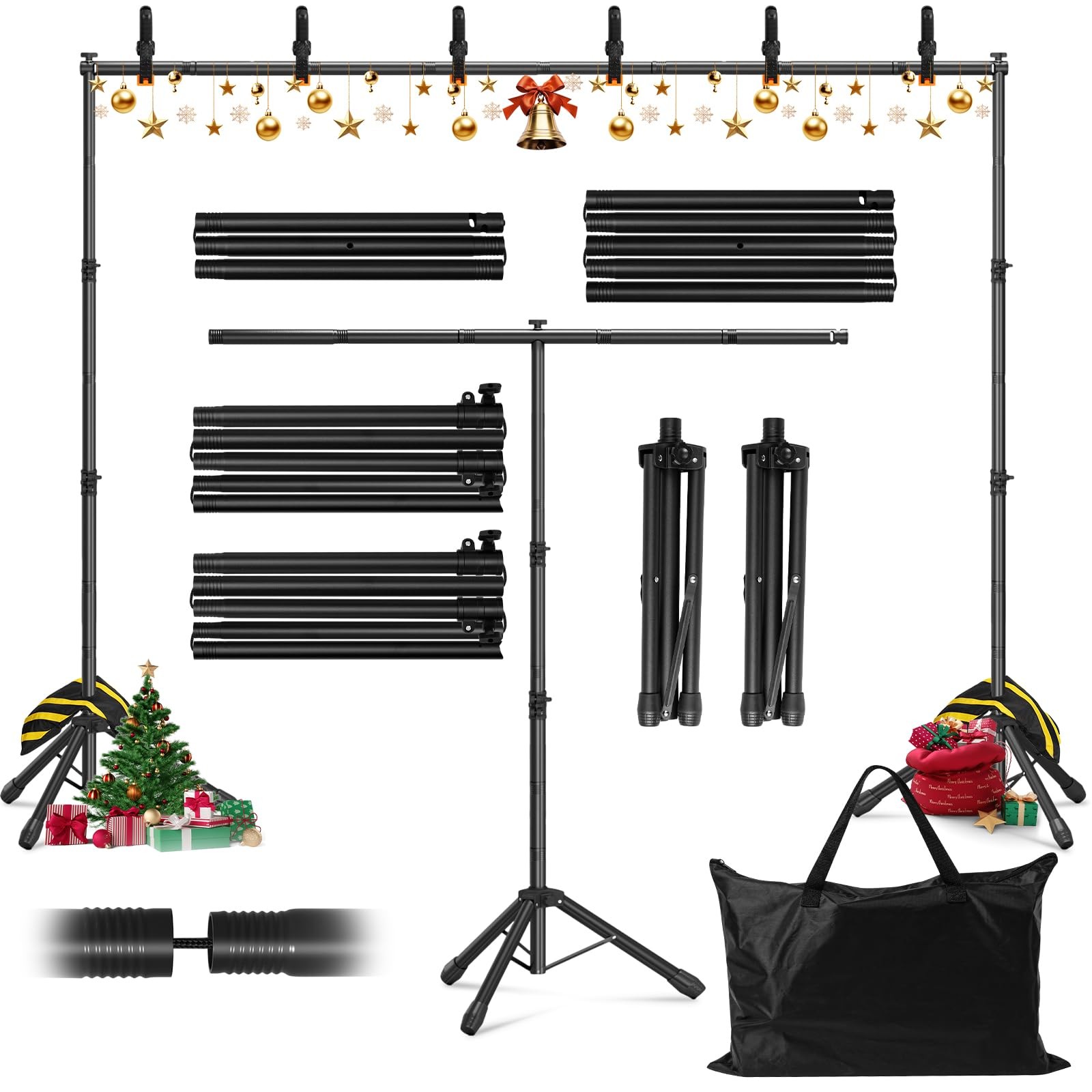 3-in-1 Backdrop Stand Kit 10×8.5 ft for Photography Studio, T-Shape Backdrops
