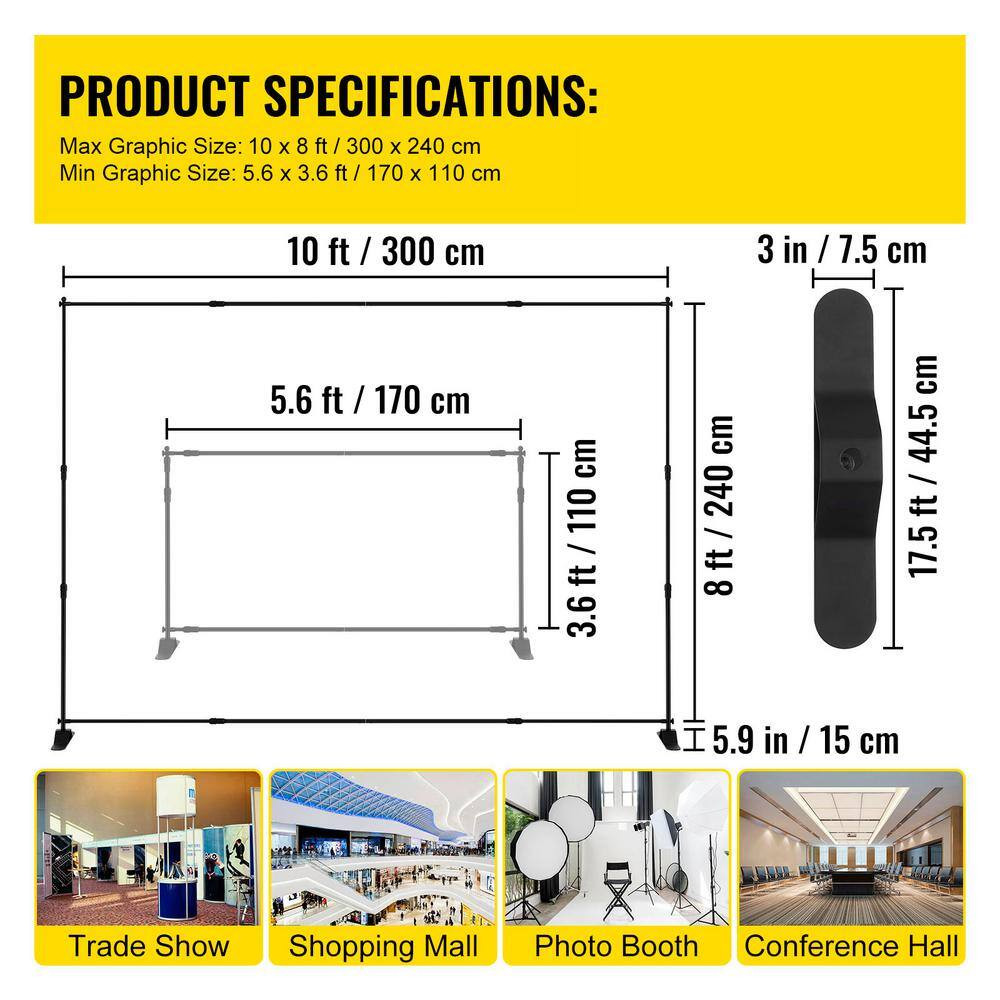 Backdrop Banner Stand 120 In. X 90 In. Arbor Step and Repeat for Trade Show Wall