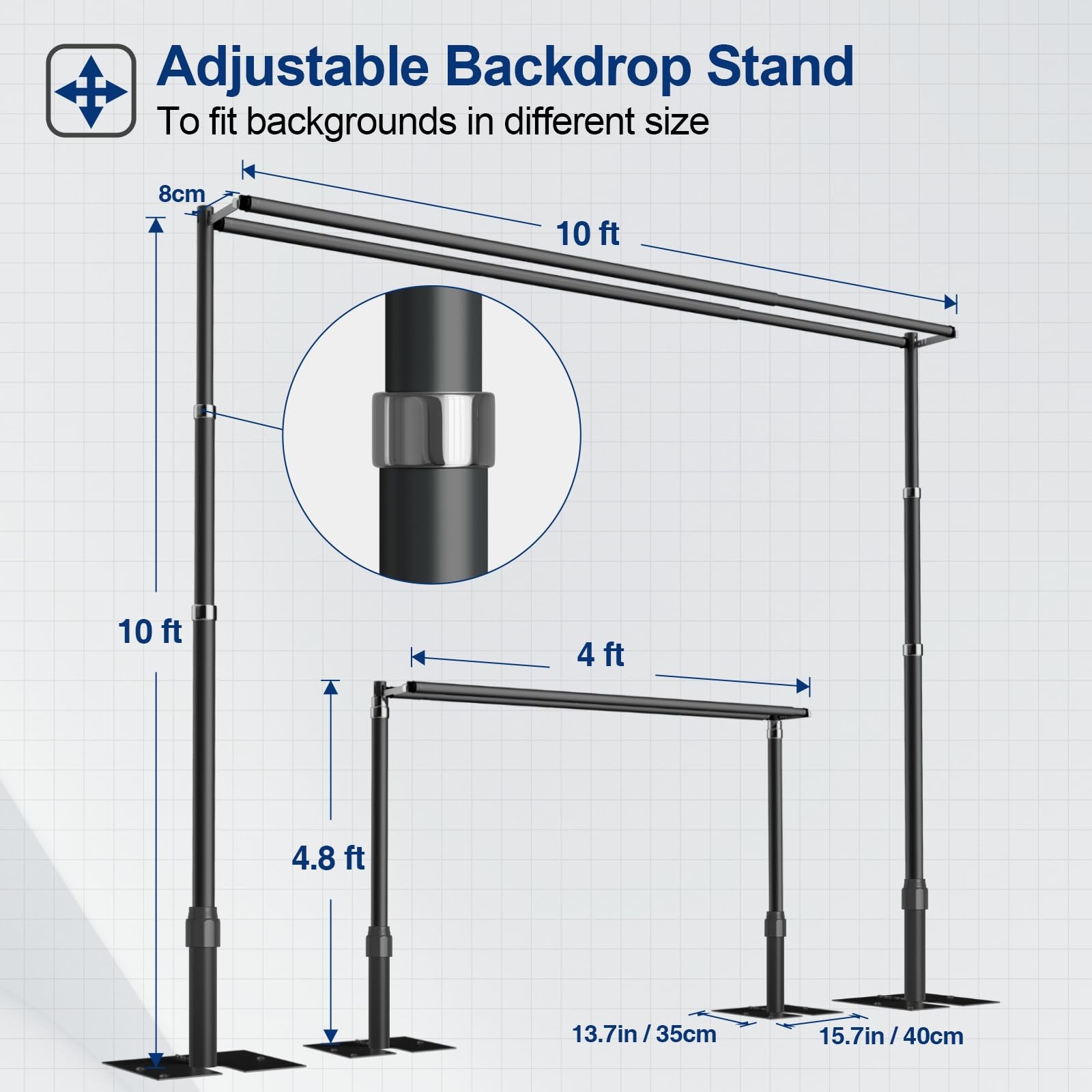 EMART Backdrop Stand Heavy Duty 10x10Ft, Double Crossbar Pipe and Drape Photo…
