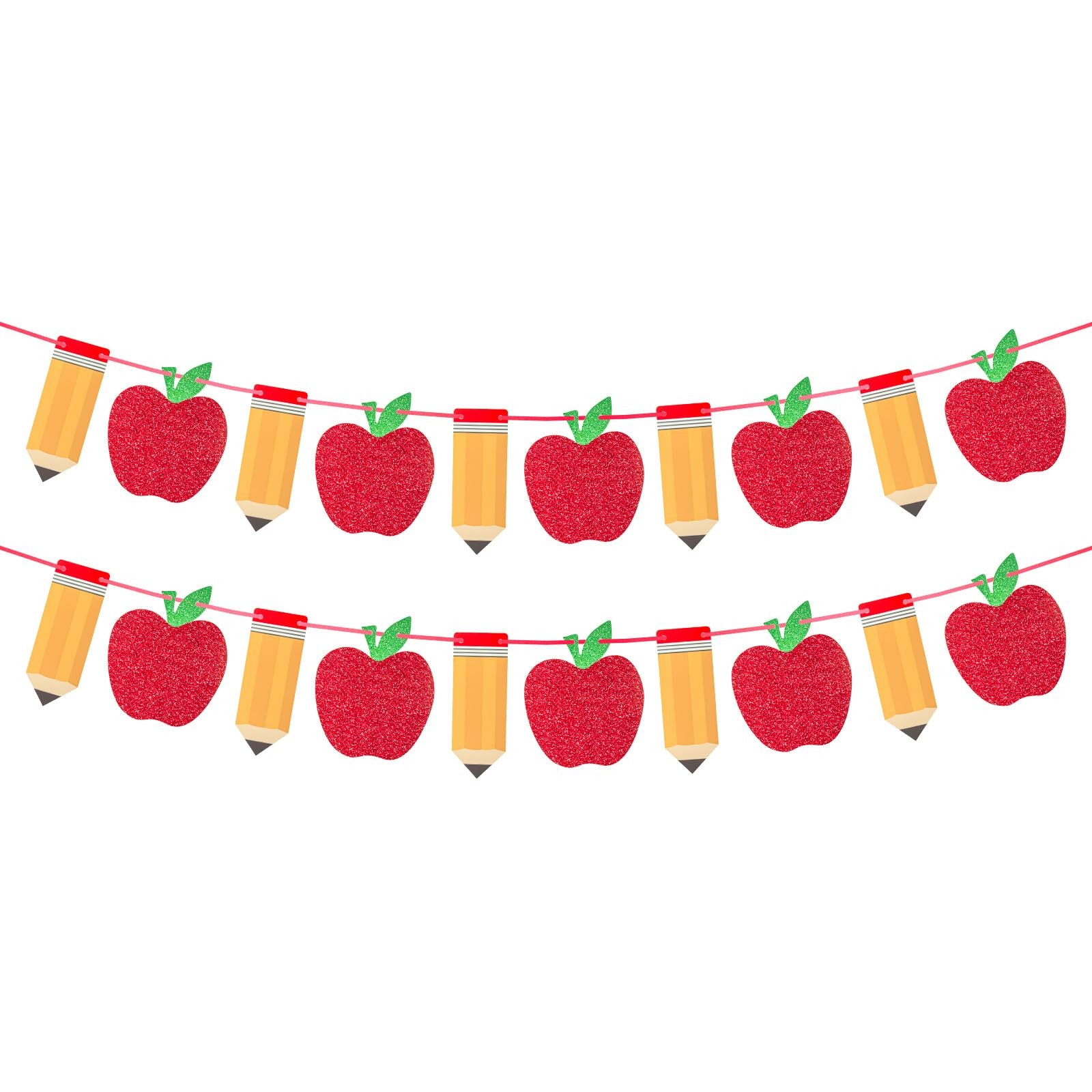 2 Pcs Pencil Apple Banner for Back to School Decorations Sign Garland, First …