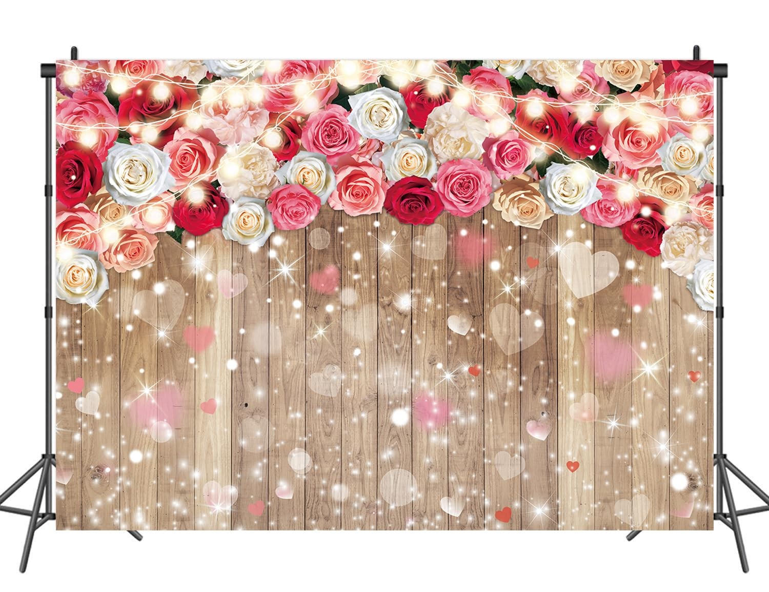 Rustic Floral Brown Wooden Wall Backdrop Wall for Women Family Photography Ba…