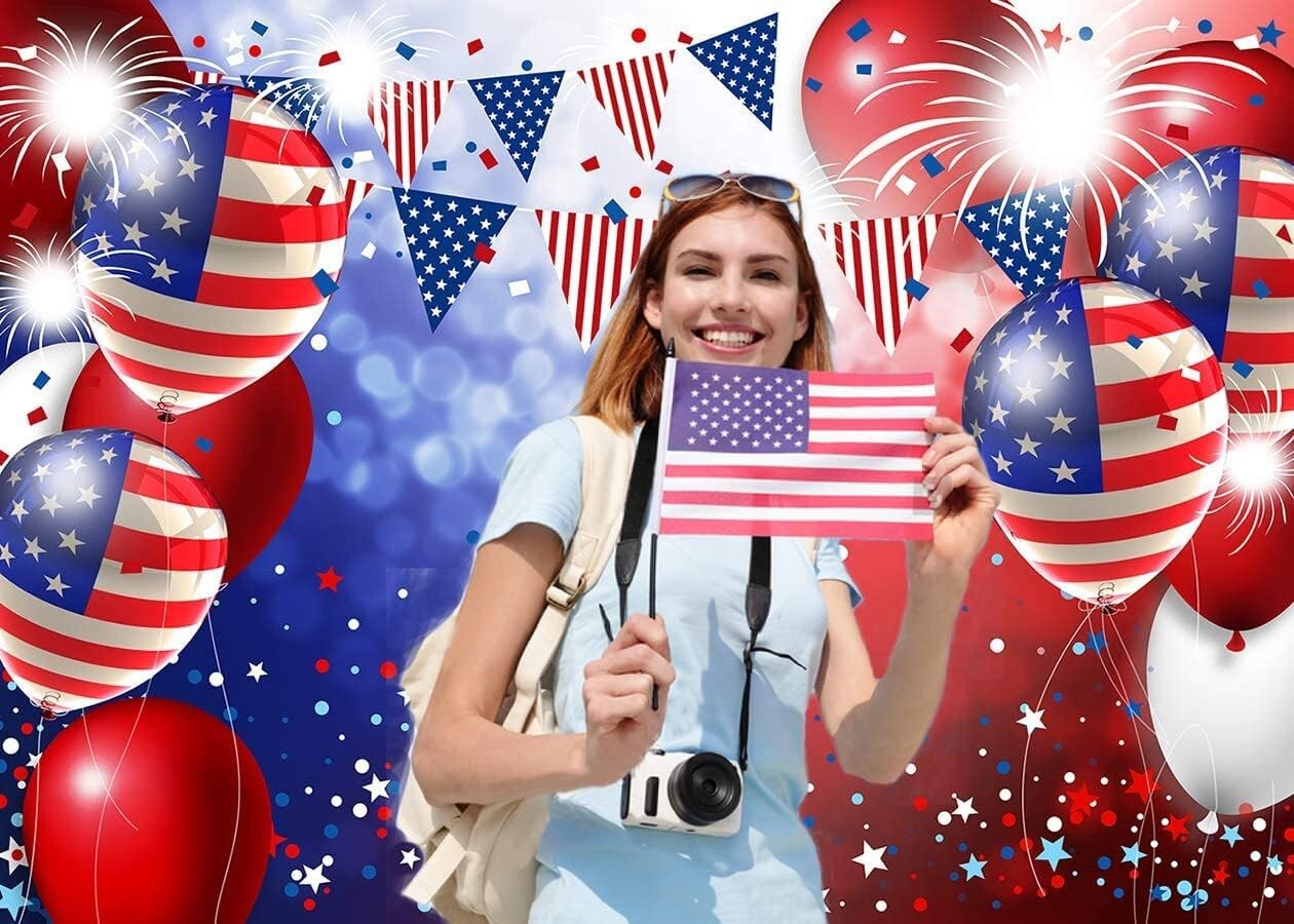 7X5ft American Flag Backdrop Independence Day Background Photography 4th of J…
