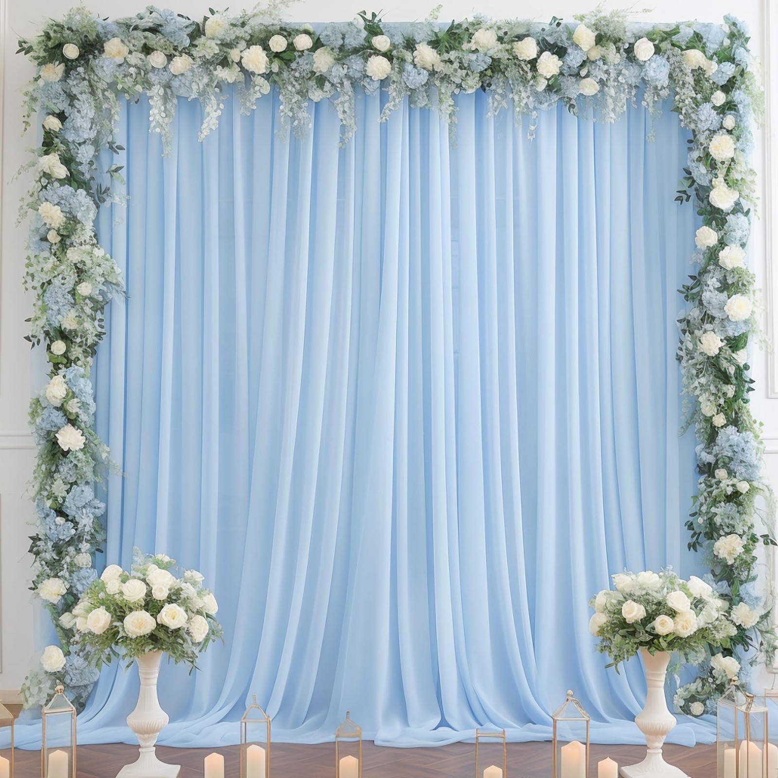10×10 Blue Tulle Backdrop Curtains Sheer Wedding Photo Background Drapes