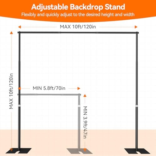 Pipe and Drape Backdrop Stand Kit Heavy Duty Back Drop Adjustable 10x10ft Black