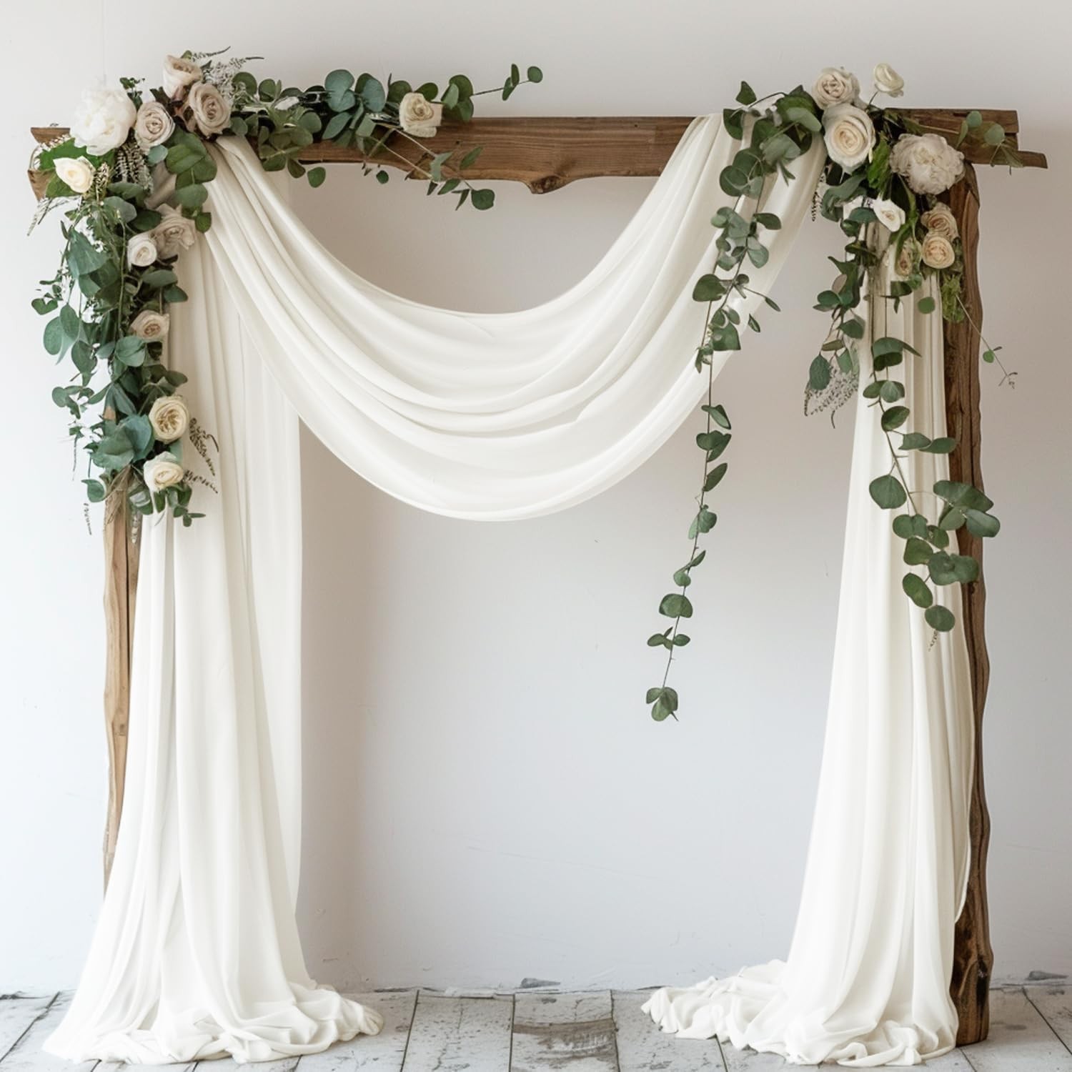 28.7″ x 20FT Ivory Wedding Arch Draping Fabric Sheer Backdrop for Ceremony