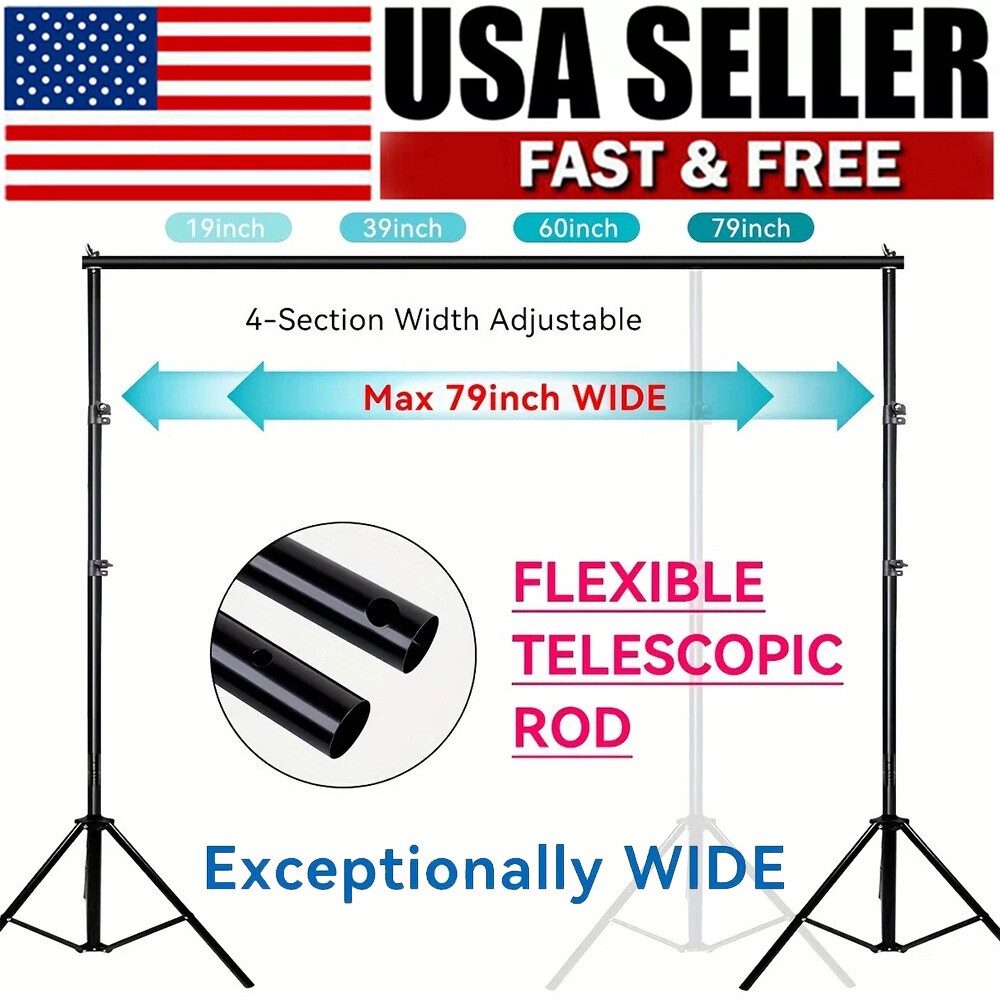 6×6.5ft(WxH) Heavy Duty Backdrop Stand Kit Photography Studio Background Support