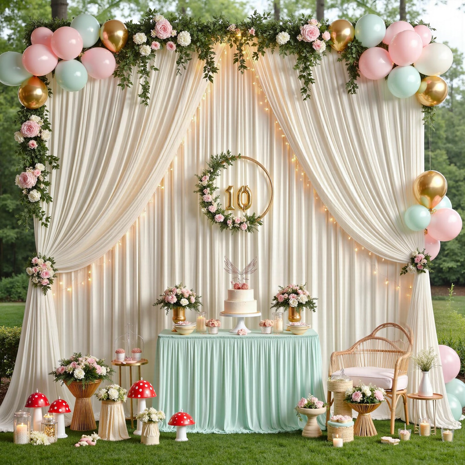 20ftx12ft Beige Backdrop Curtains for Parties, Free Polyester Beige Photo Bac…