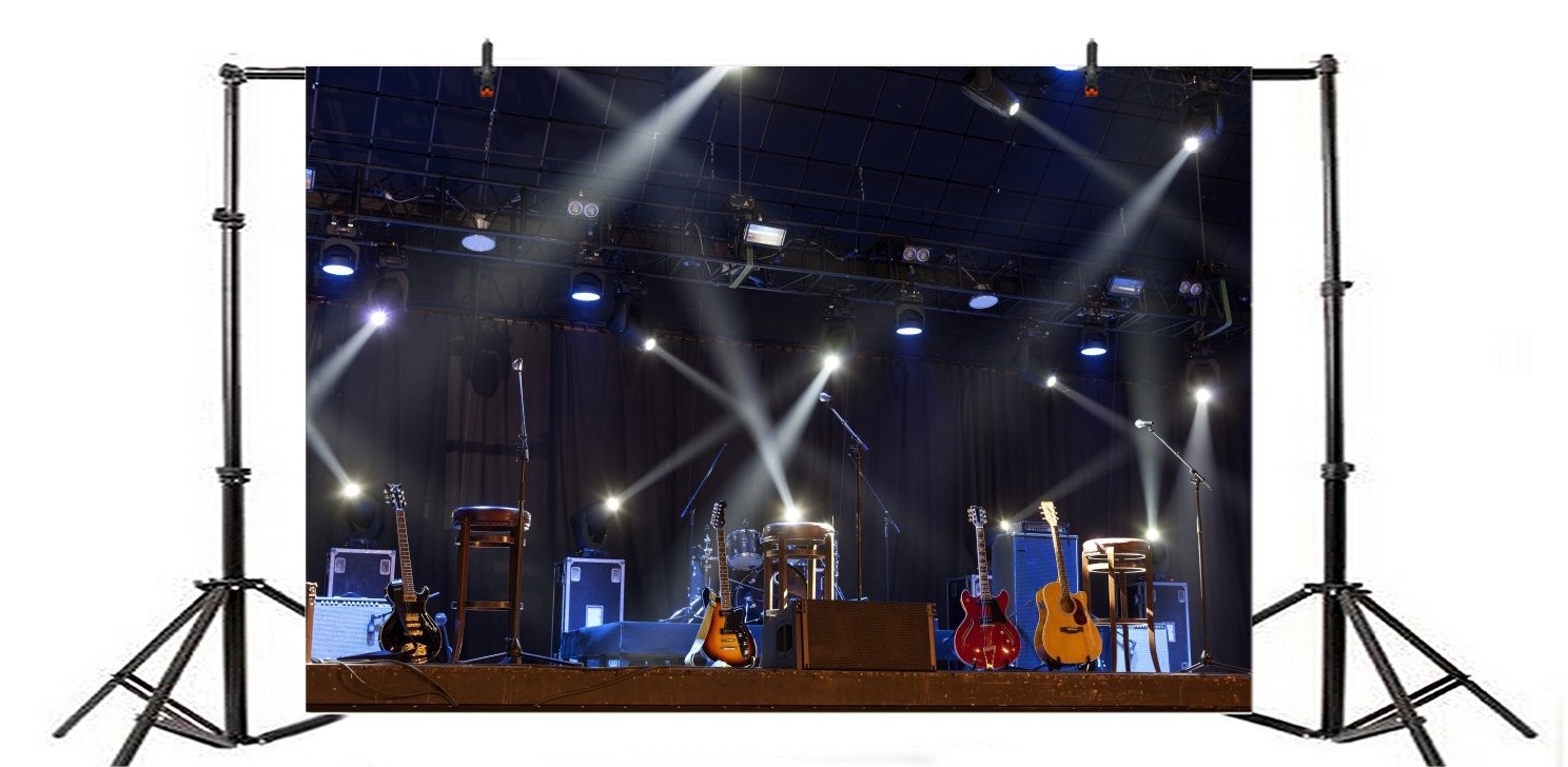 Yeele 10×6.5ft Band Stage Backdrop Spotlight Nightclub Show Rock Guitar Singing