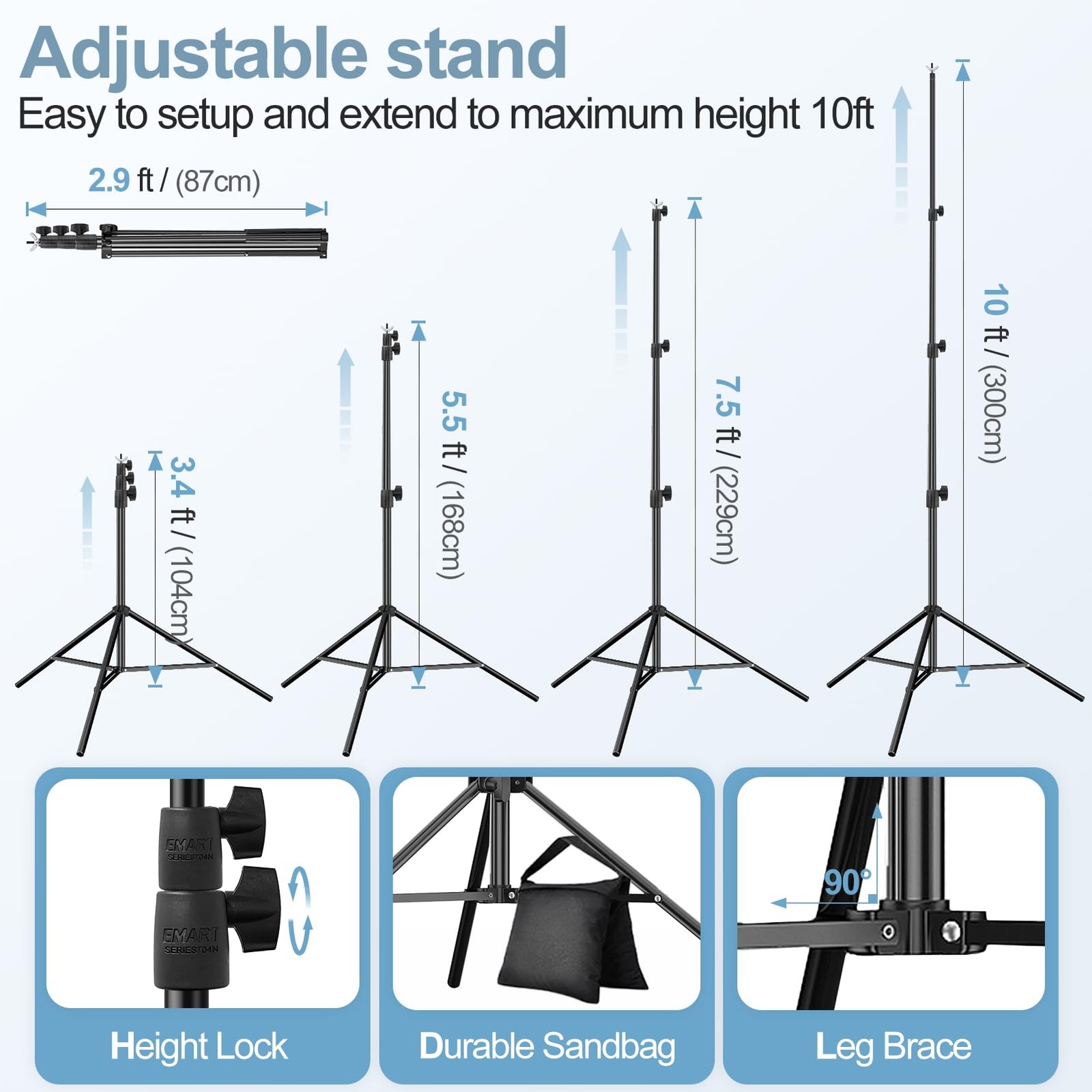 10x10FT Backdrop Stand, Photo Studio Back Drop Adjustable Stand with 6 Backdr…