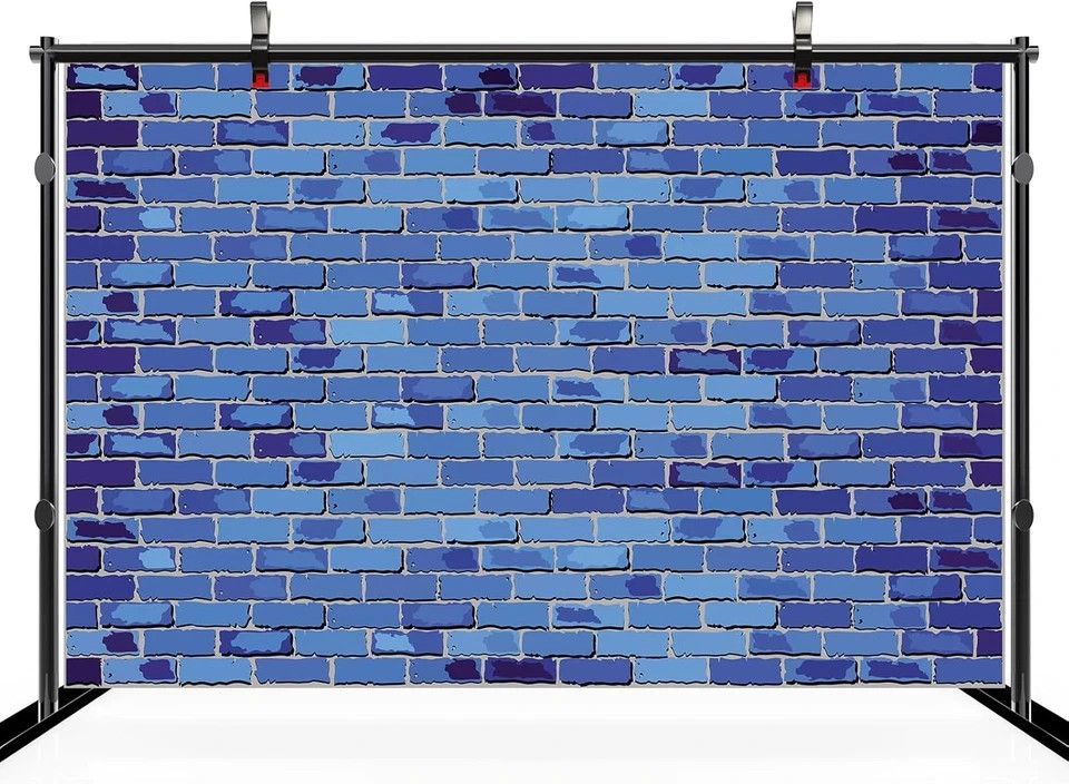 7ftx5ft Blue Brick Wall Backdrop for Photography Brick Wall Birthday Party Decor