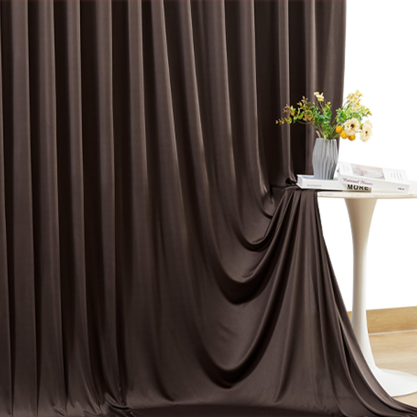 8 Panels Brown Backdrop Curtains for Wedding 5′(W) x 12′(H), 8 panels,