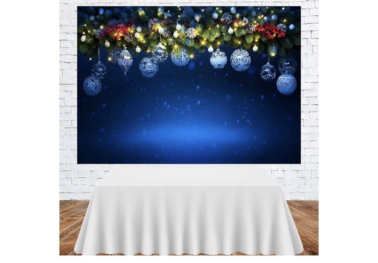 Sjoloon Blue Christmas Backdrop (7x5ft