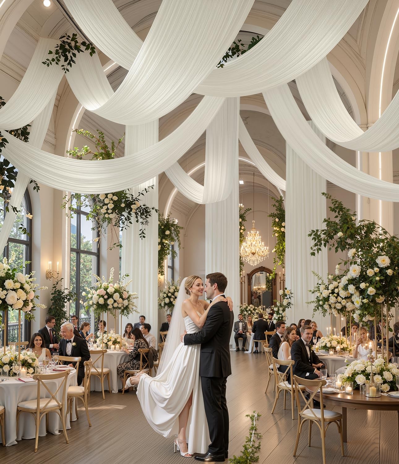 Domova 50ft x 40ft Ivory Ceiling 50FTx40FT (W5’xH40′, 10 Panels),
