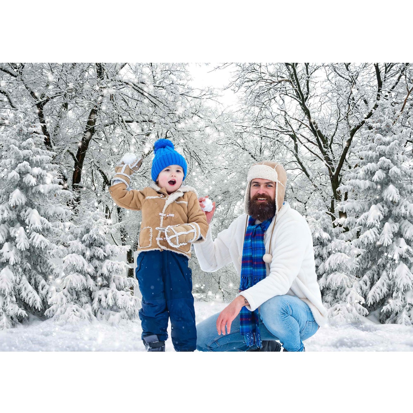 7x5FT White Winter Forest Scene Photography Backdrop Wonderland Snowflake Lan…