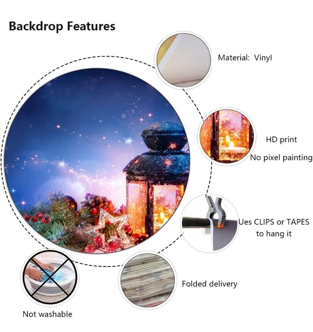 7x5ft Winter Snow Light Backdrop Snowy Scene Photo Christmas Backdrops for P…