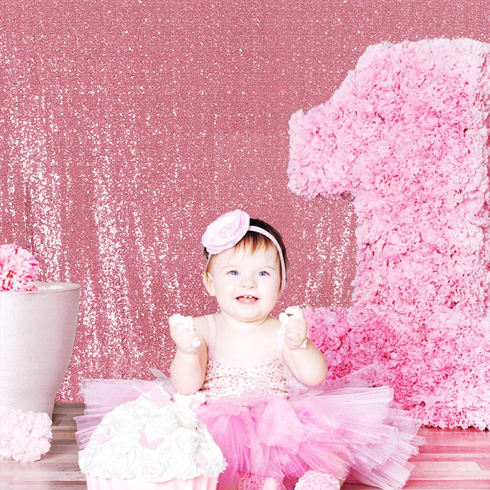 6x8Ft Fuchsia Pink Sequin Glitter Backdrop Photography Curtains Party Decor