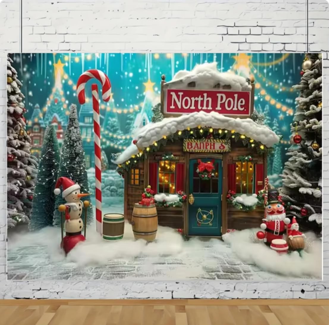 6x4ft Christmas Photography Background North Red and Green (Christmas colors)