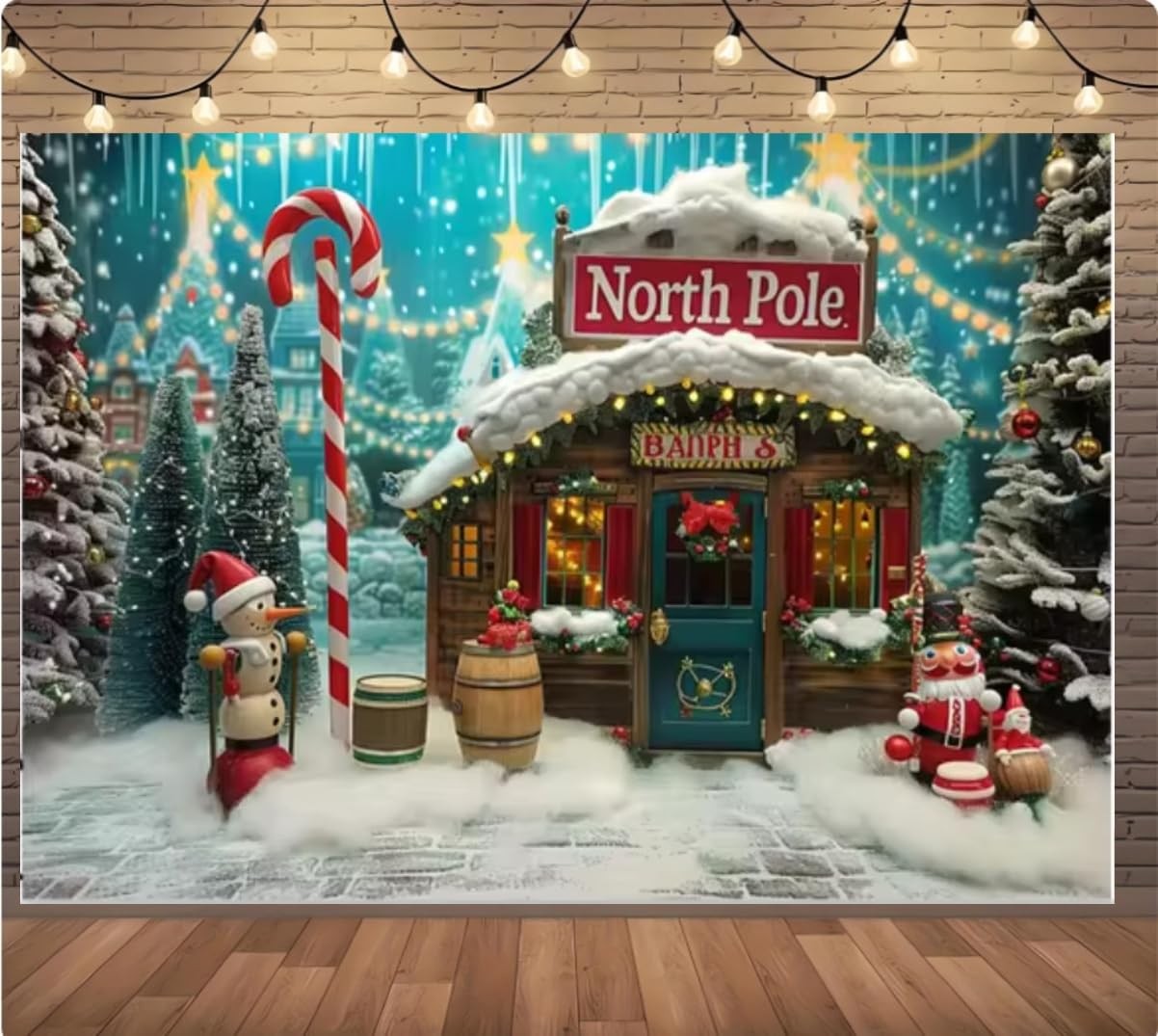 6x4ft Christmas Photography Background North Red and Green (Christmas colors)