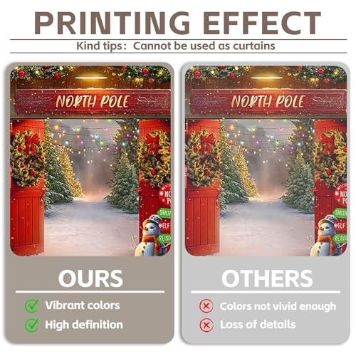 10x8ft Fabric Christmas Backdrop Winter Forest Wooden Barn Door North Pole