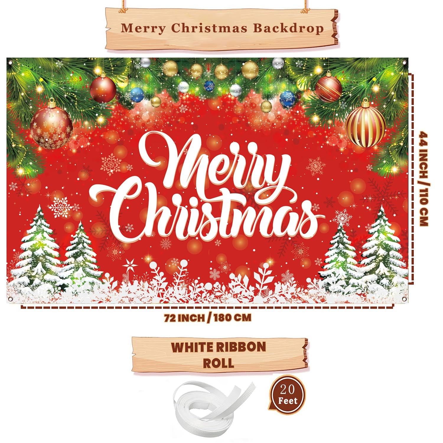 71×43 Inch Merry Christmas Party Backdrop Decorations Large Size Supplies