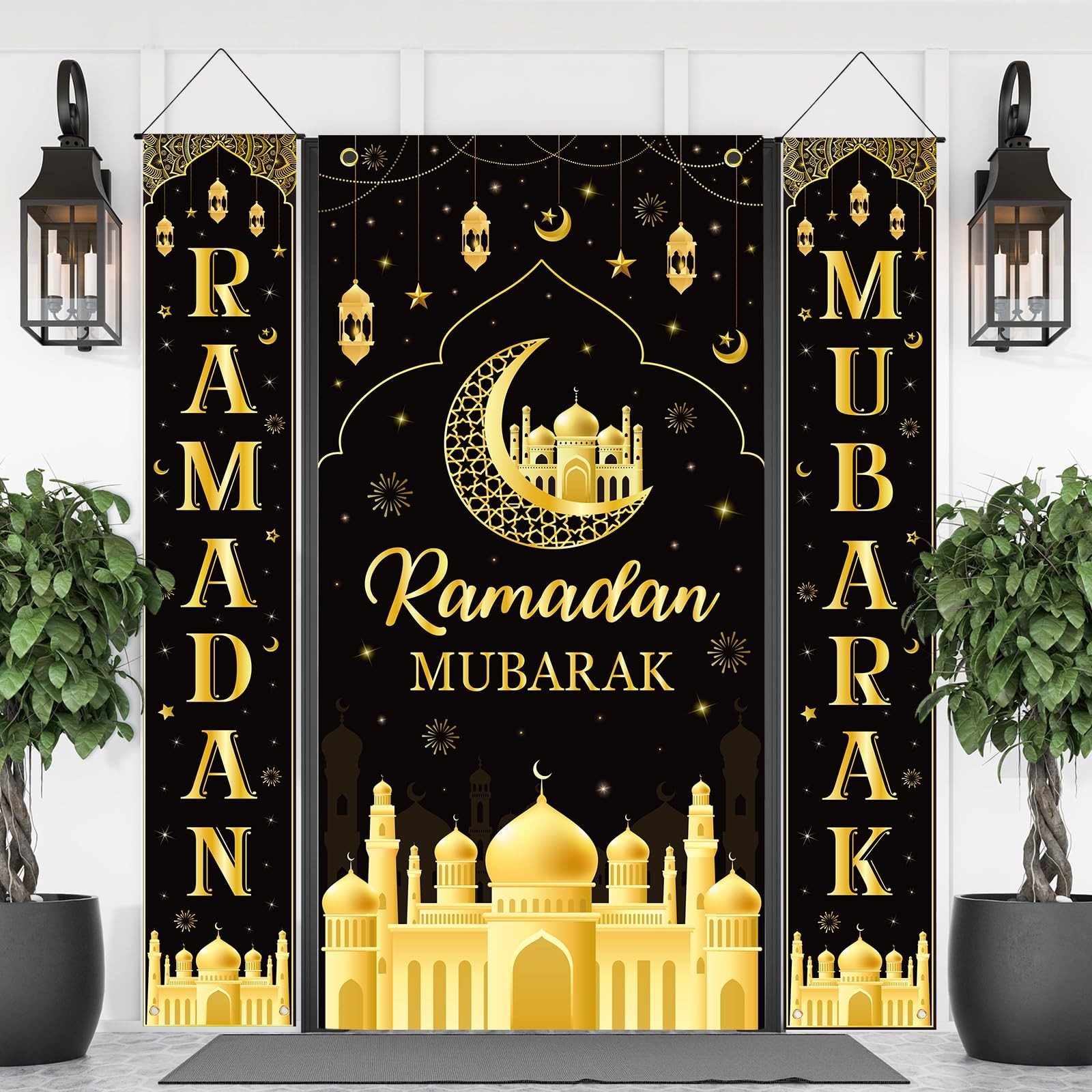 3 Pcs Ramadan Mubarak Banner Ramadan Decorations for Home Eid Mubarak Hanging…