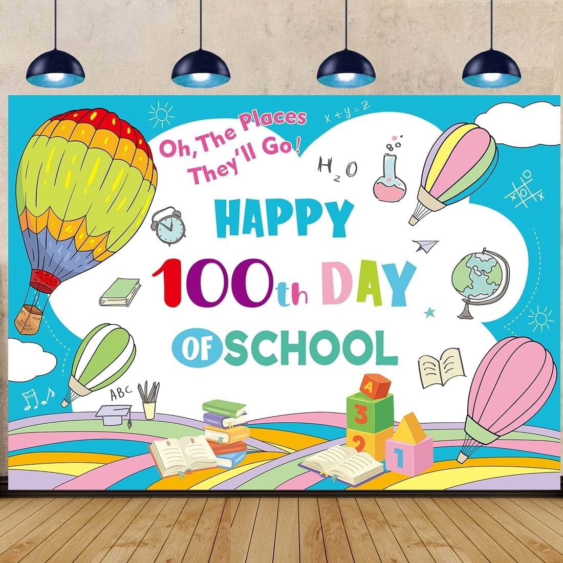 7x5ft Happy 100th Days of School Backdrop 100 Days School Kids School Classroom