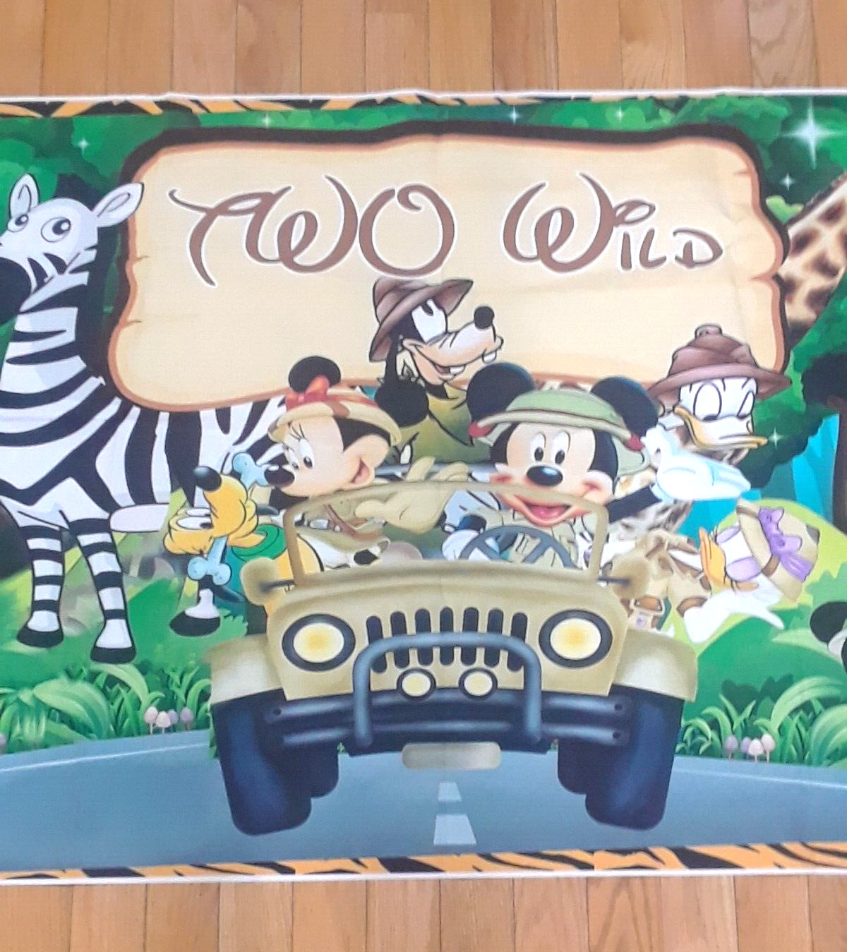 Two Wild Disney Mickey Mouse Safari Banner Photo Backdrop Tablecloth Birthday