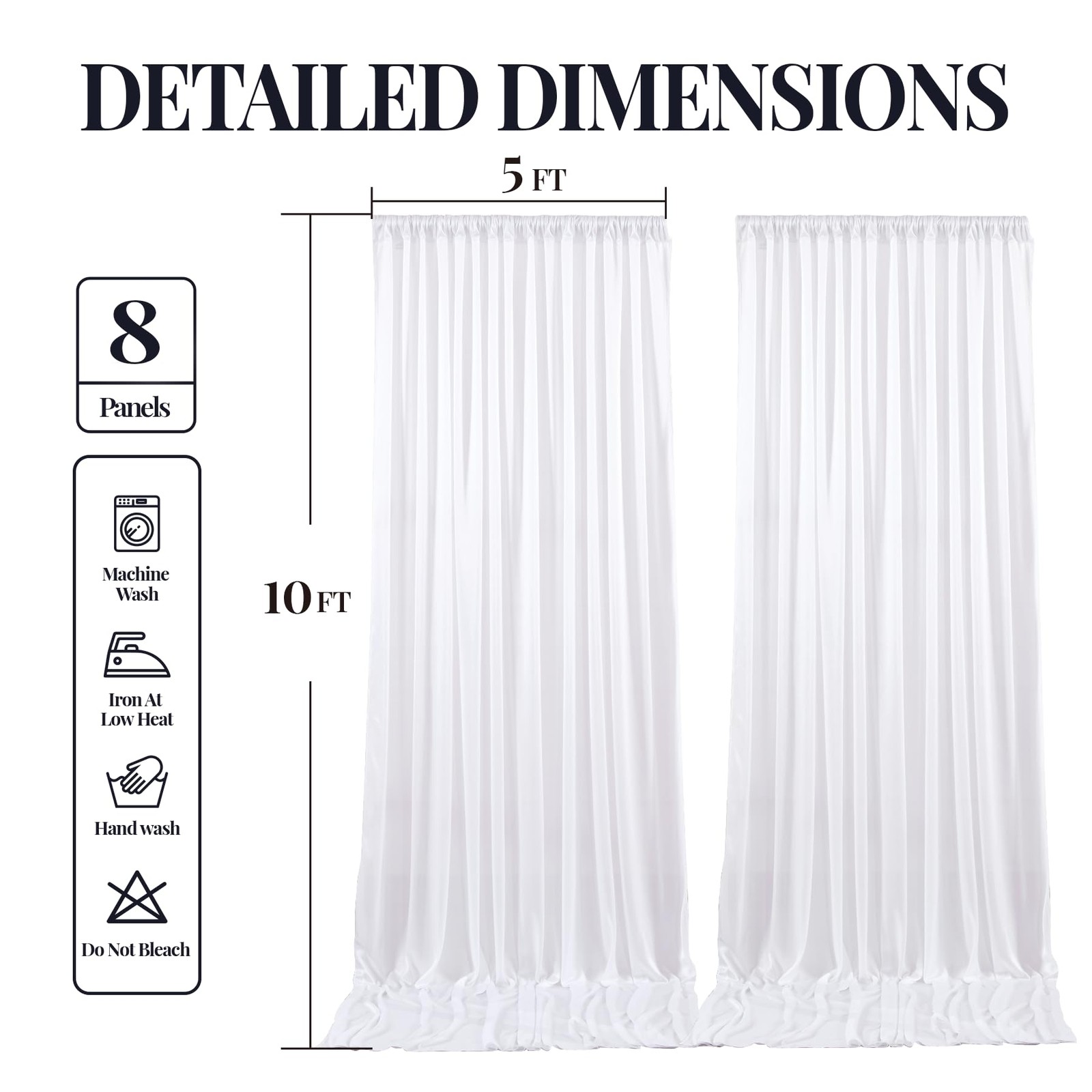 40x10ft White Glitter Backdrop Curtain for W5 x H10′(8 Panels),