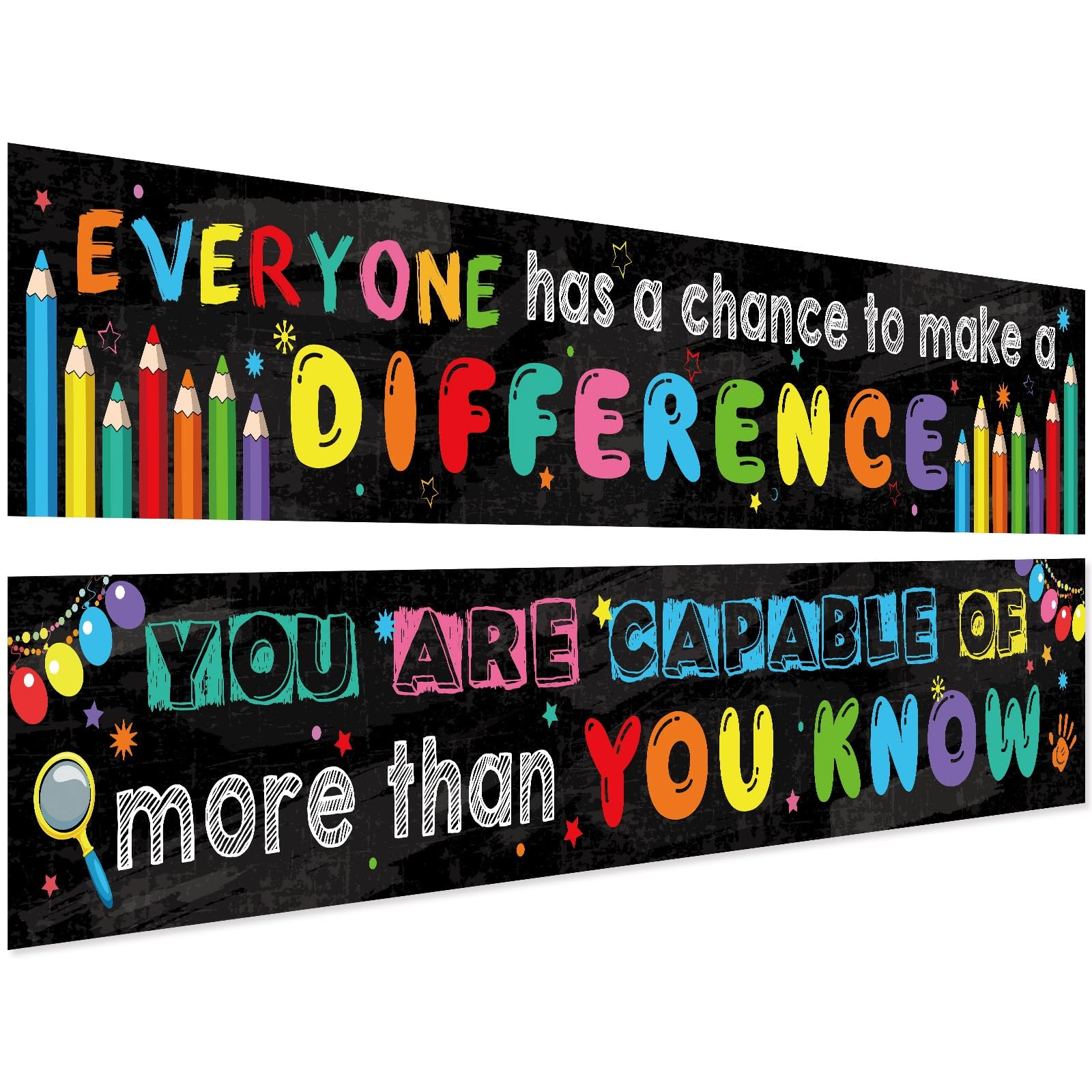 2 Pack Motivational Classroom Banner Poster 9.5 x 61 Inch Positive and Inspir…