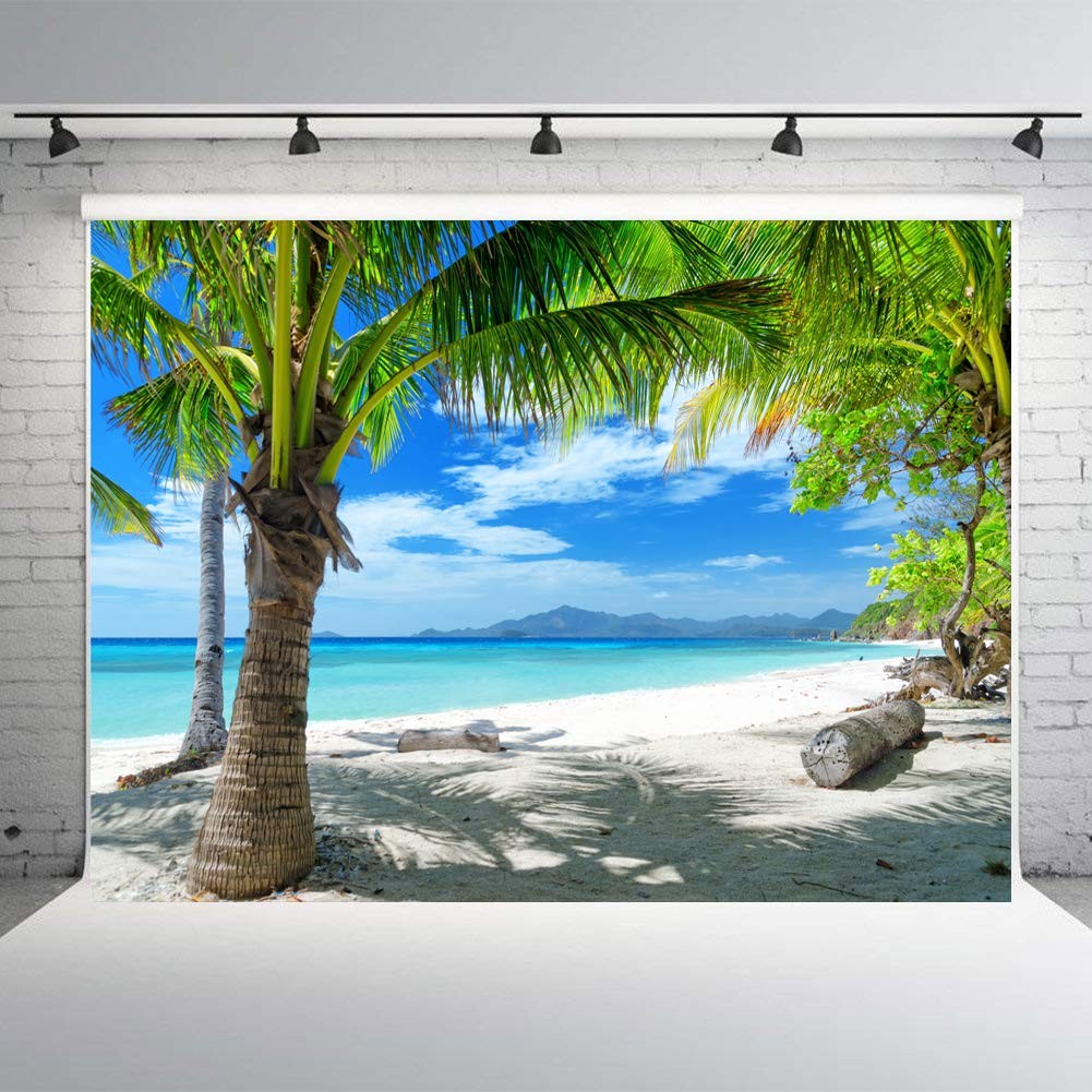 7x5ft Tropical Summer Beach Photography Backdrops Hawaiian Luau Party Blue Sk…