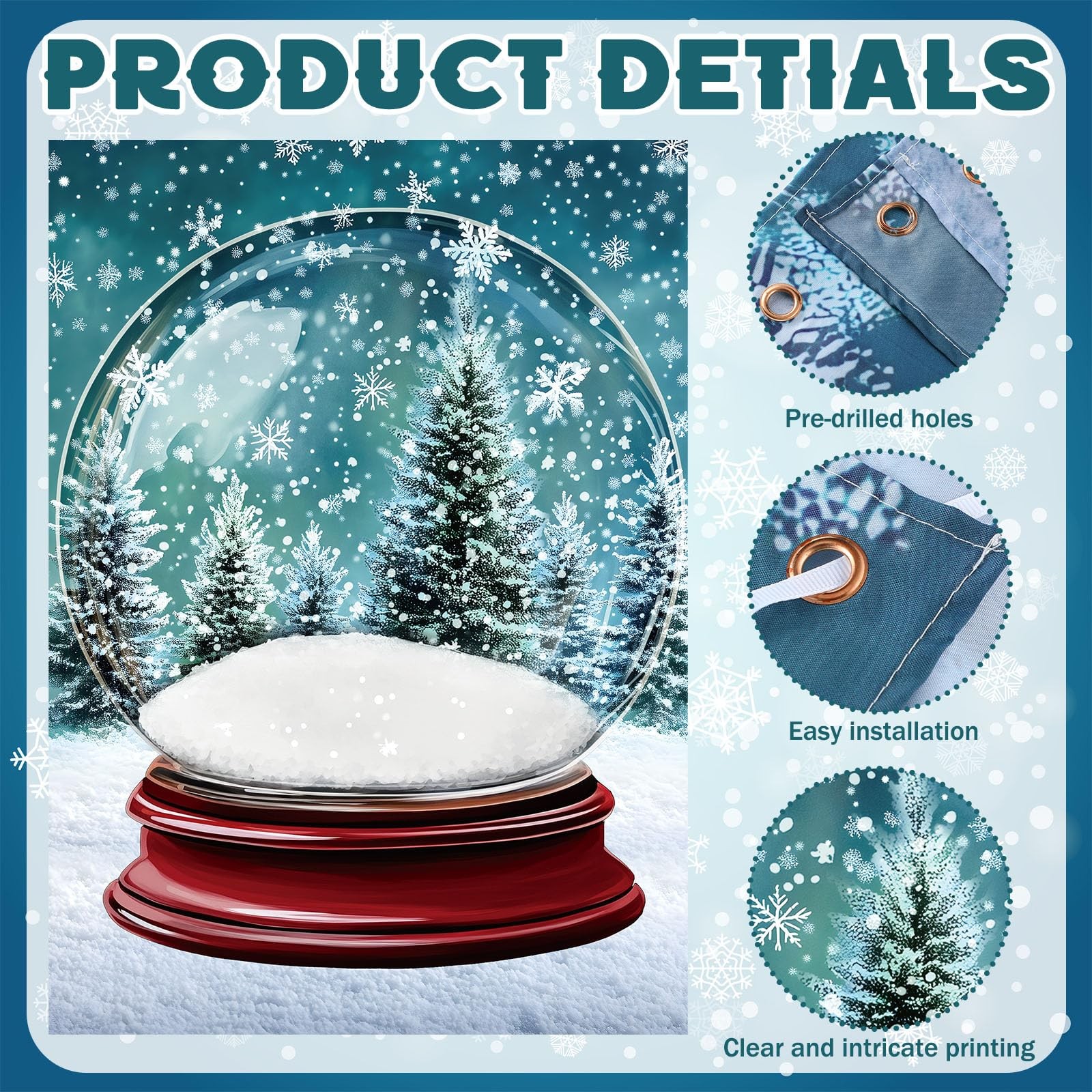 7 x 5ft Winter Snow Globe Backdrop Snowflake Wall Decor Banner Winter Photogr…