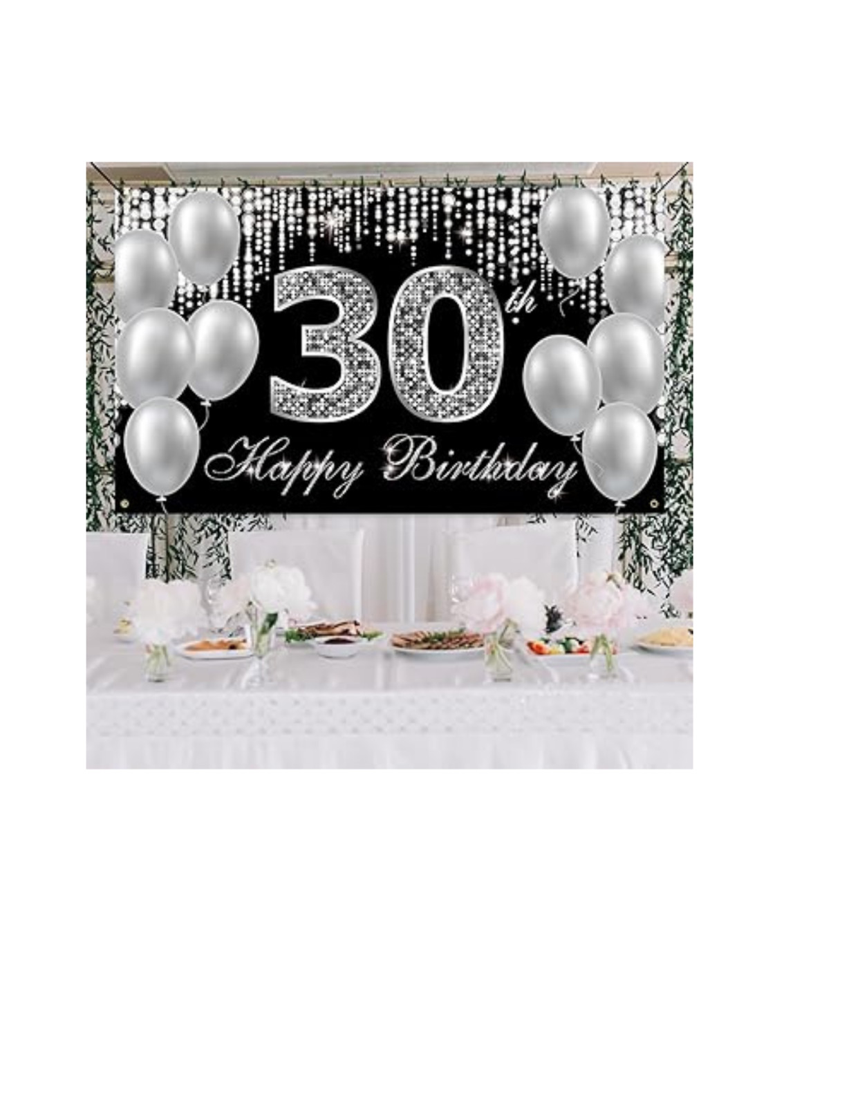HTDZZI Banner Backdrop Happy 30th Birthday Decorations for Women Men Photo Props