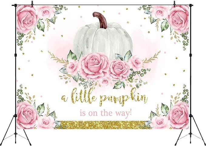 Aperturee Little Pumpkin Baby Shower Backdrop 7x5ft