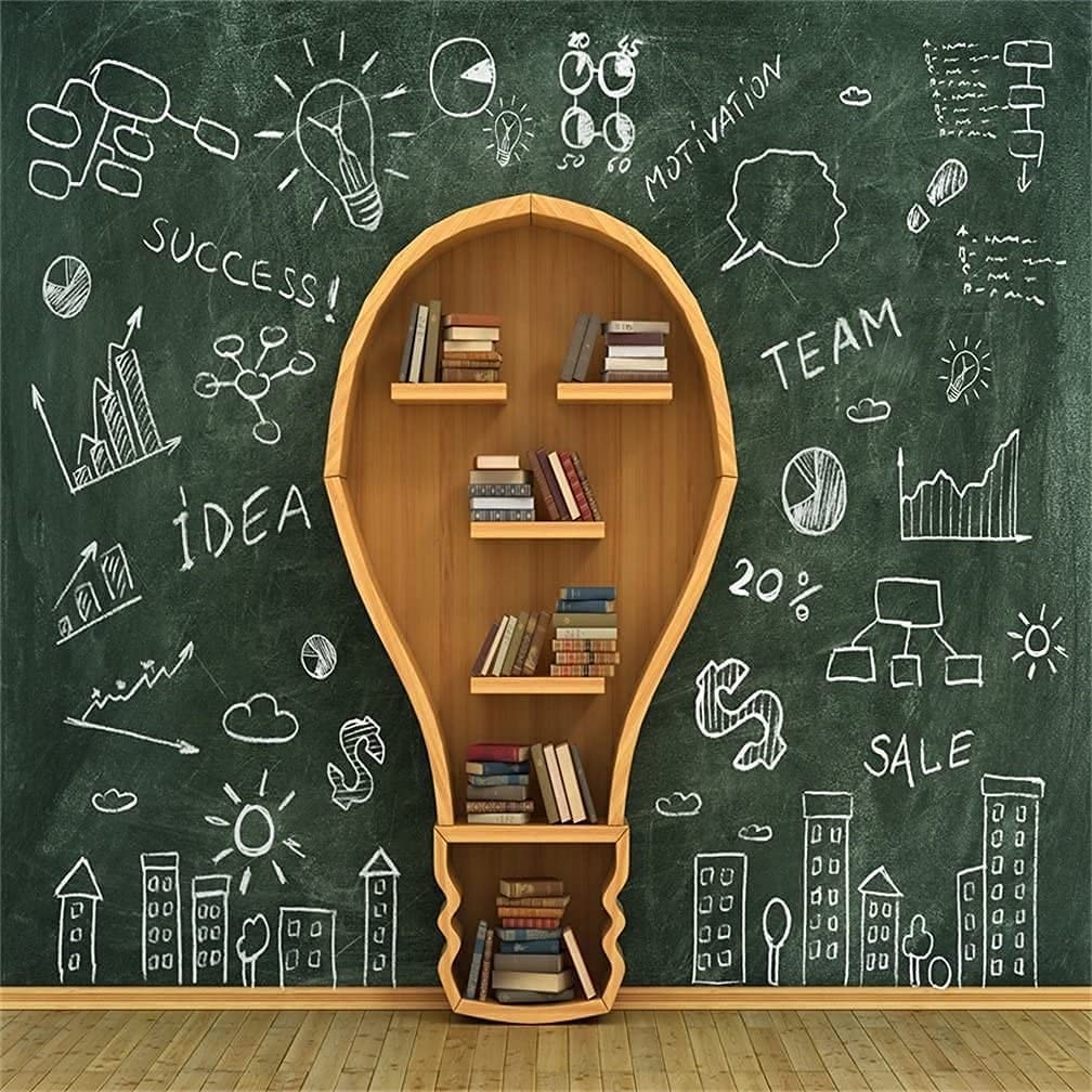 5×5 Ft Classroom Blackboard Bookcase Photography Backdrop School Portrait