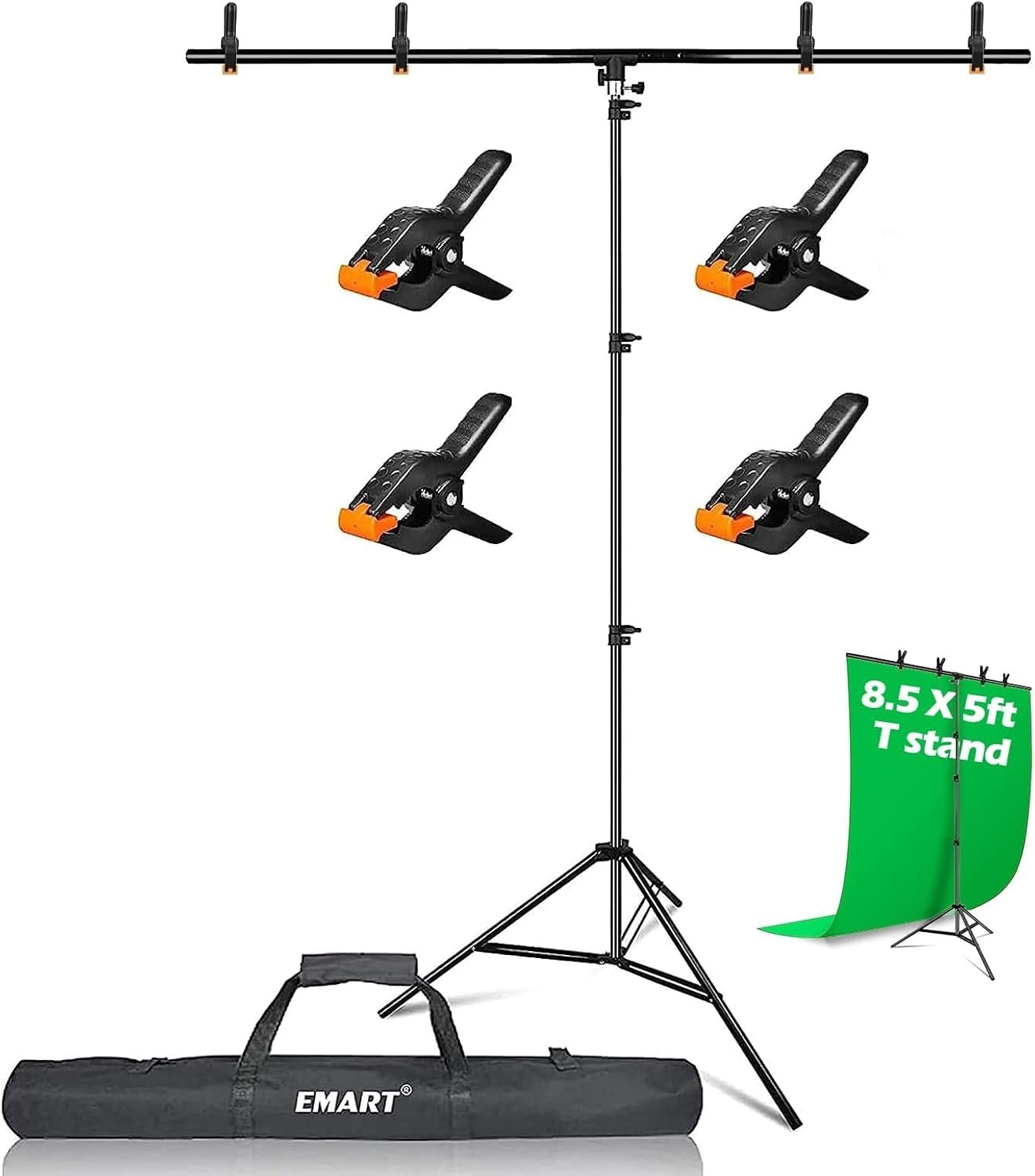 Lightweight 8.5ft Backdrop Stand with 4 Spring Clamps – Easy Set Up & Transport