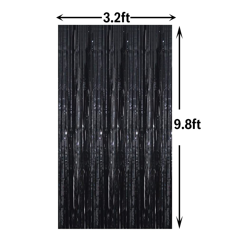 4 PCS 3.2×9.8 Ft Metallic Foil Fringe Curtains Party Backdrop Streamer Decor