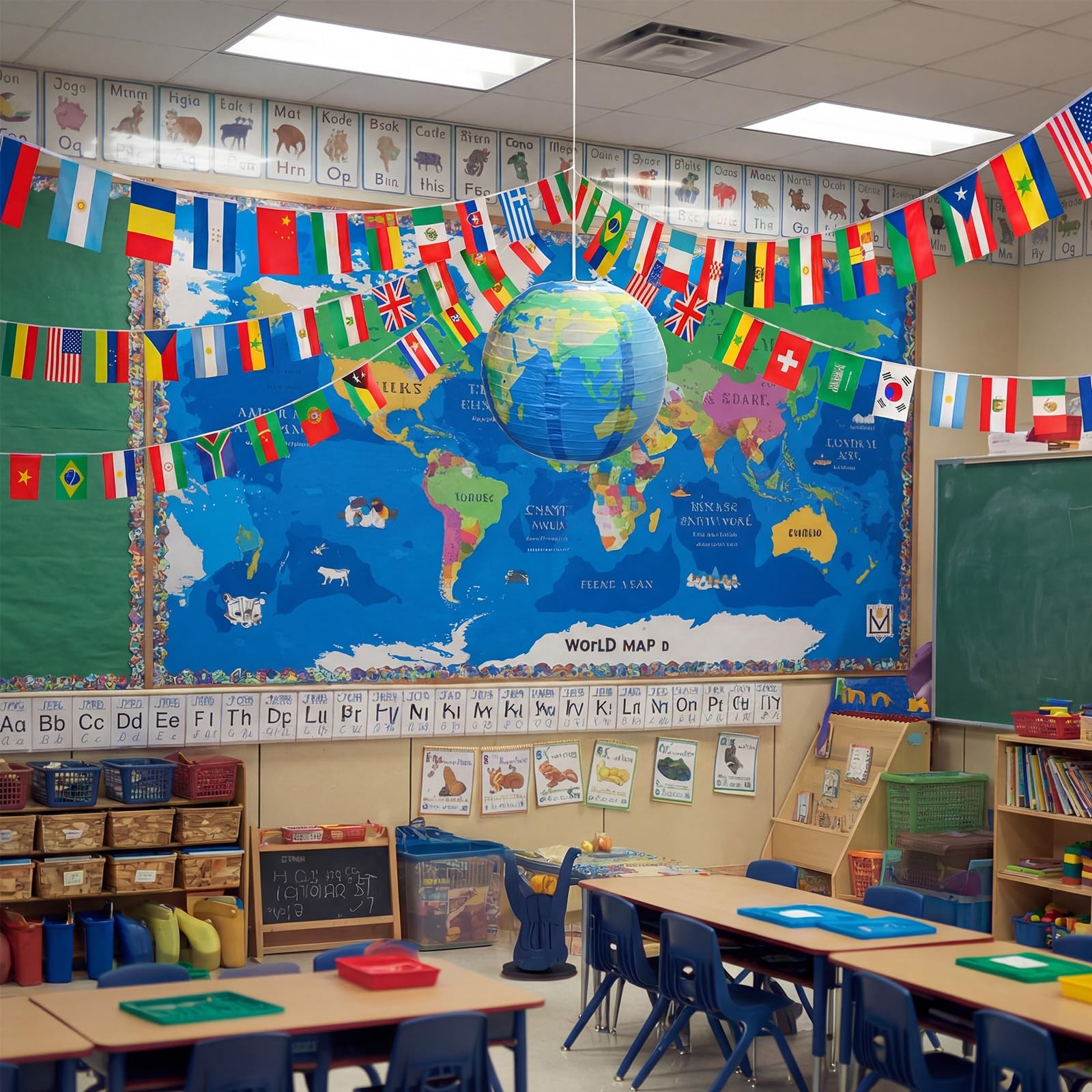 2 Pcs World History Social Studies Classroom Decoration Set 98.4ft 100 Intern…