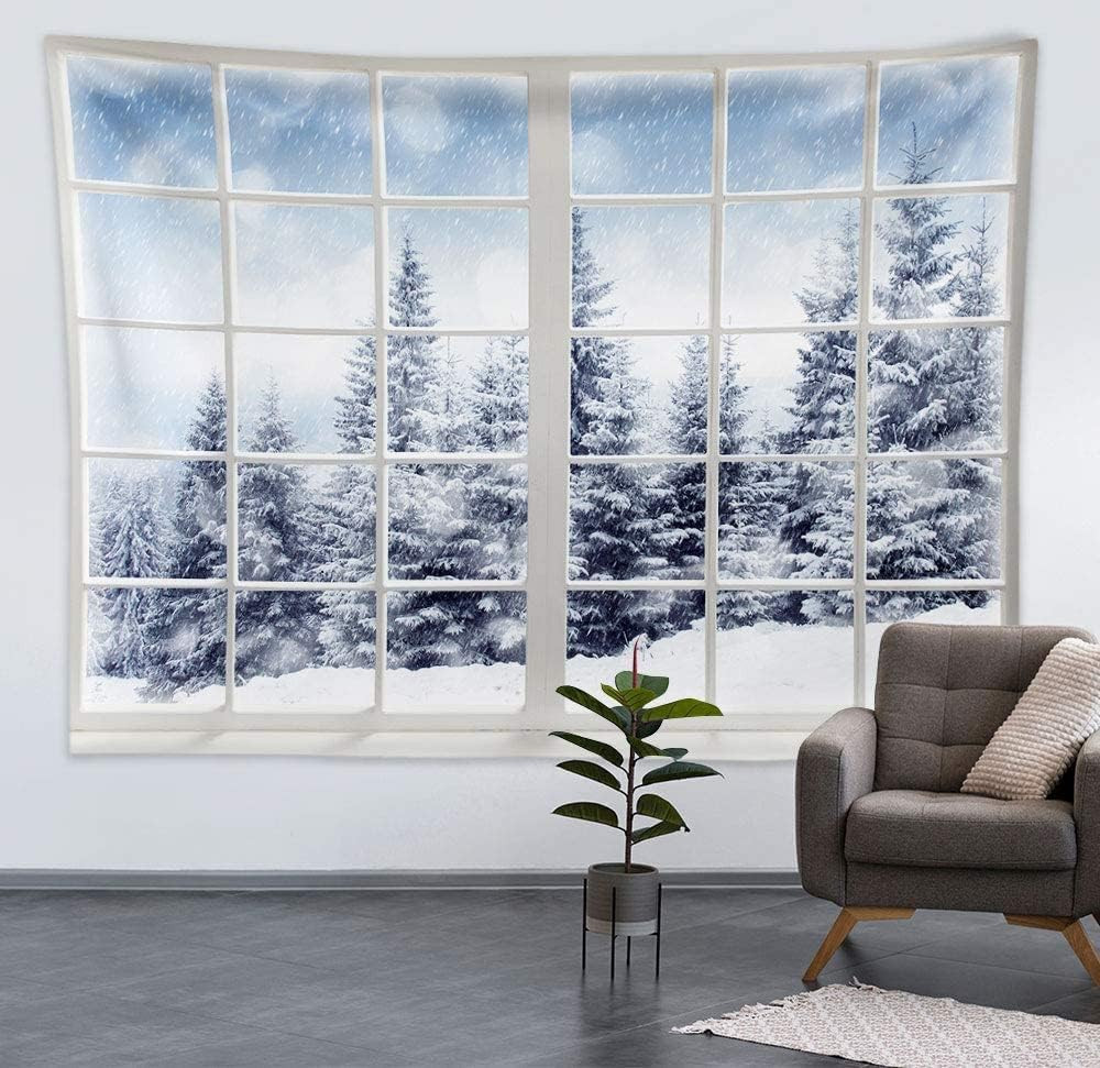 10×6.5ft Winter Forest Window Backdrop – Baby Newborn Winter Wonderland Backdrop