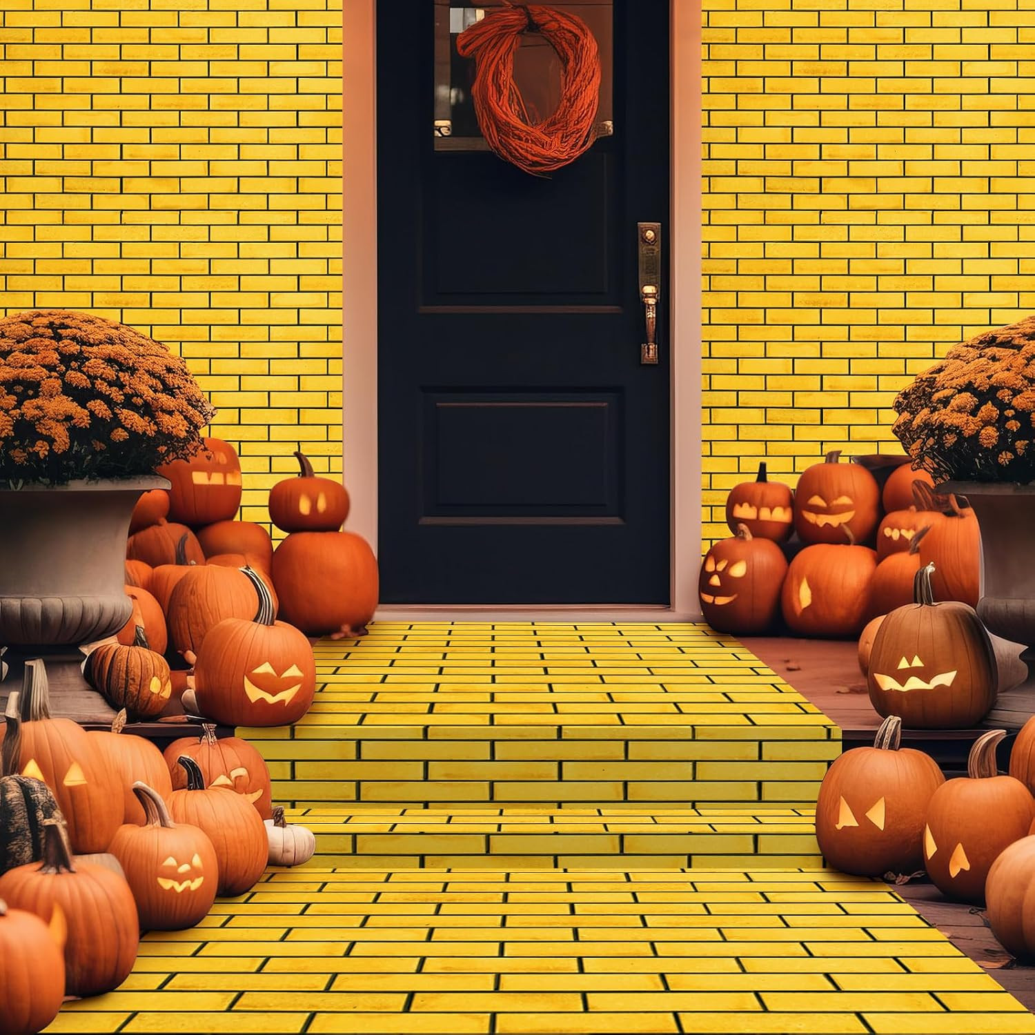 4.5 X 20 Feet Yellow Brick Road Floor Runner for Wizard Party Decorations,Large
