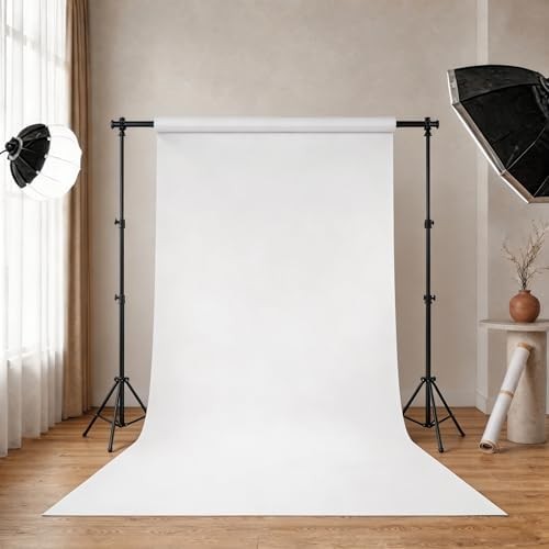 White Seamless Photography Backdrop Paper 53″ x 16.4′ – Heavyweight Non-Reflecti