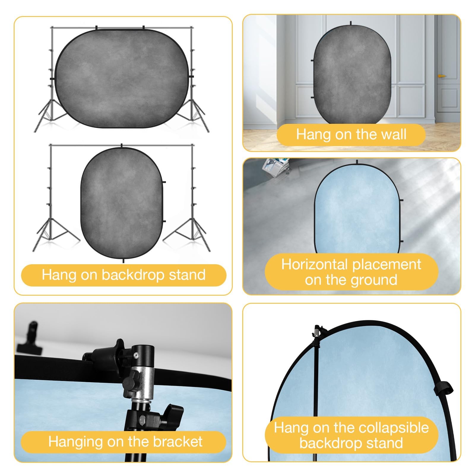 Kate 5×6.5ft(1.5x2m) Collapsible Backdrop Blue Pop up Backgrounds 5×6.5ft, 2