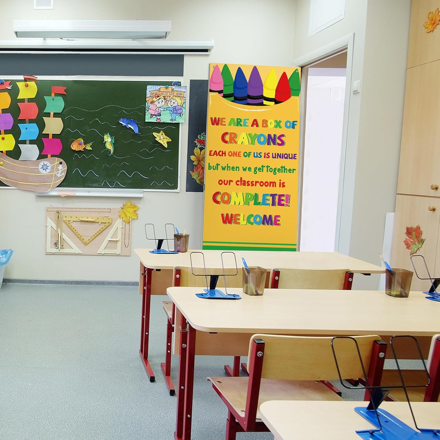 Composition Notebook Crayon Classroom Decor First Day of School Door Cover Welco