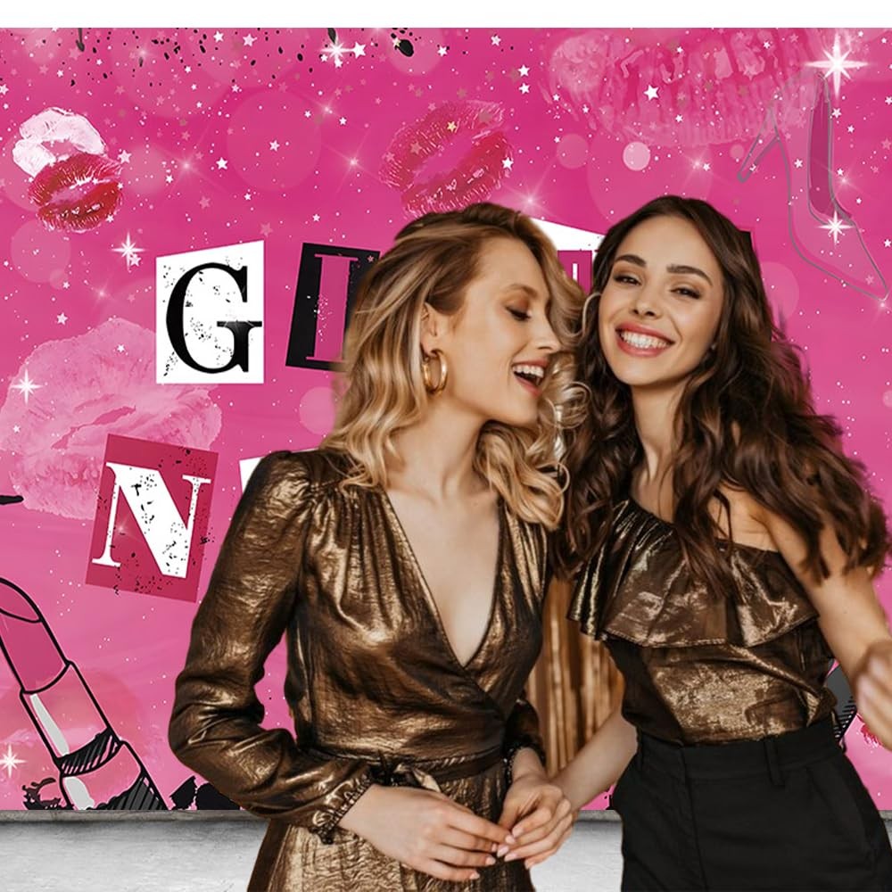 CGXINS Pink Girls Night Themed Party Props Lipstick Cosmetic 7×5 FT,