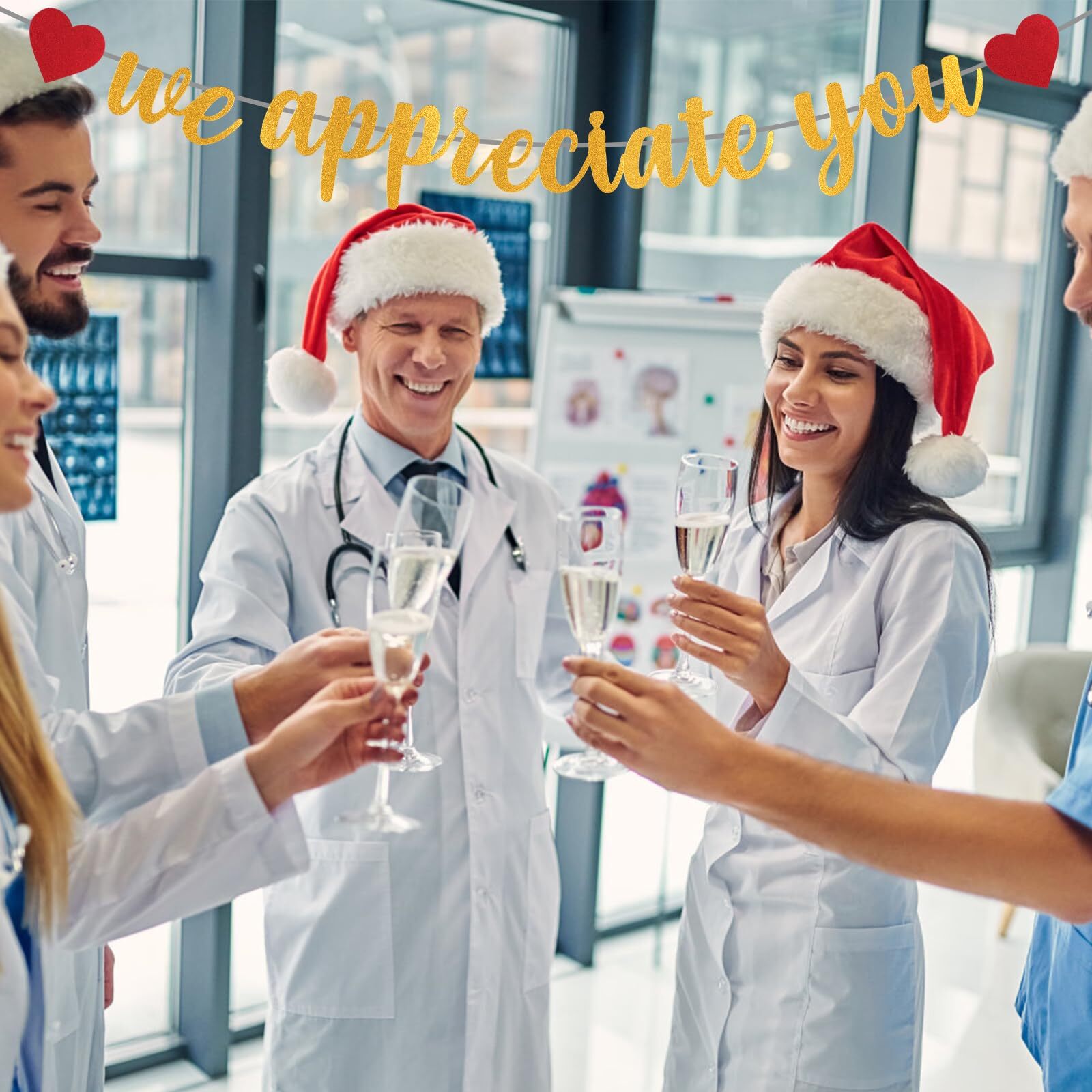 We Appreciate You Banner Glitter Appreciation Backdrop for Doctor Nurse Teacher