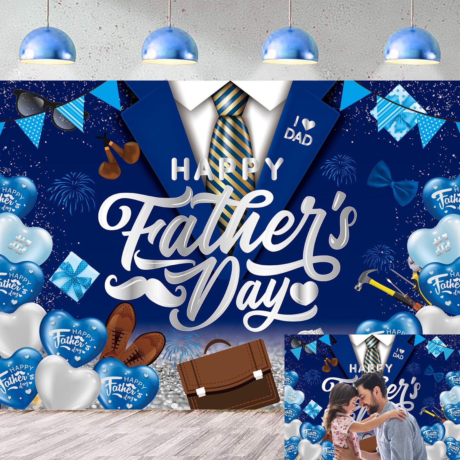 Happy Father’s Day Backdrop Decorations Indoor Outdoor Banner for Photography